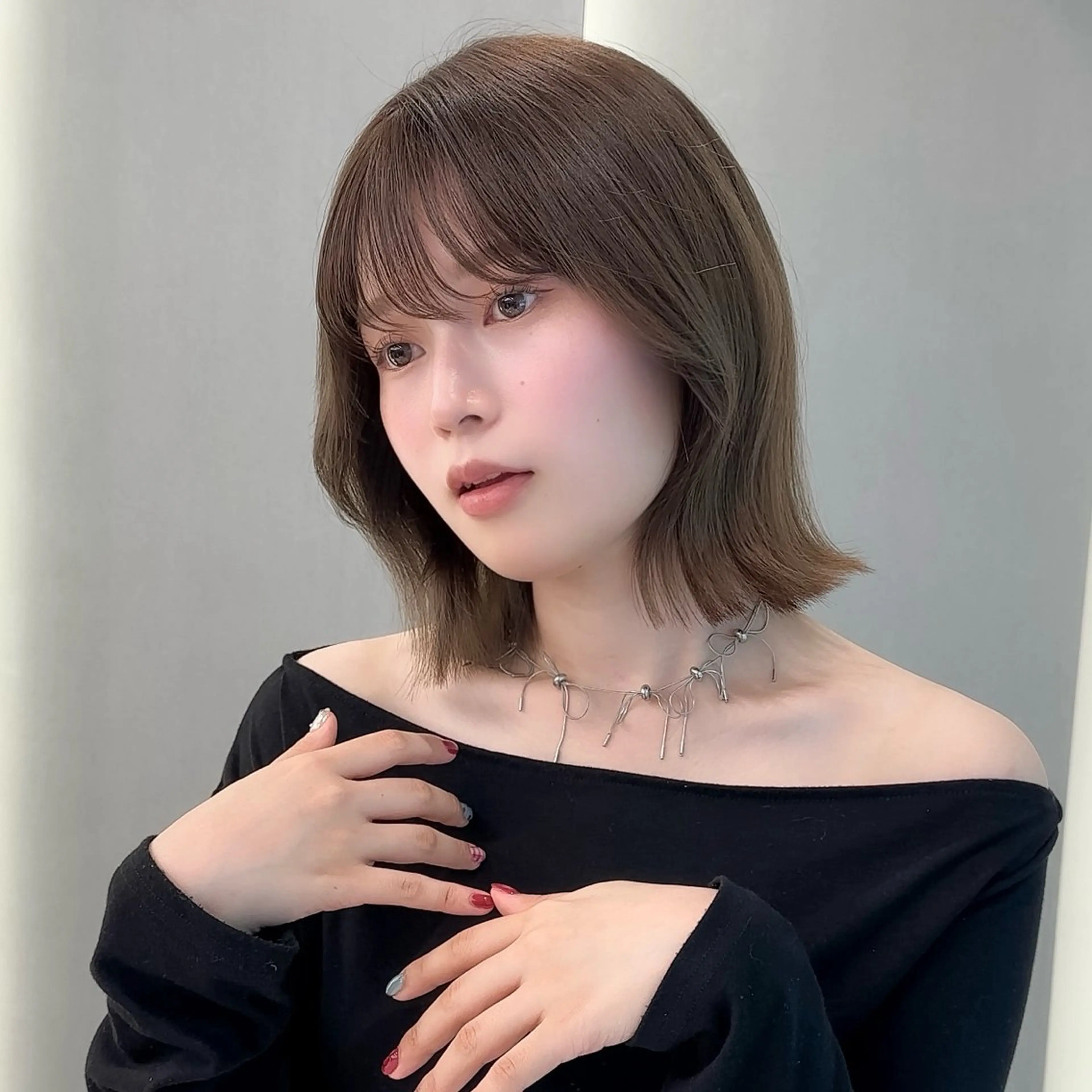 ミディアム カット ヘアカラー トリートメント 縮毛矯正/韓国ヘア /ボブ🪄ミズキのヘアスタイル