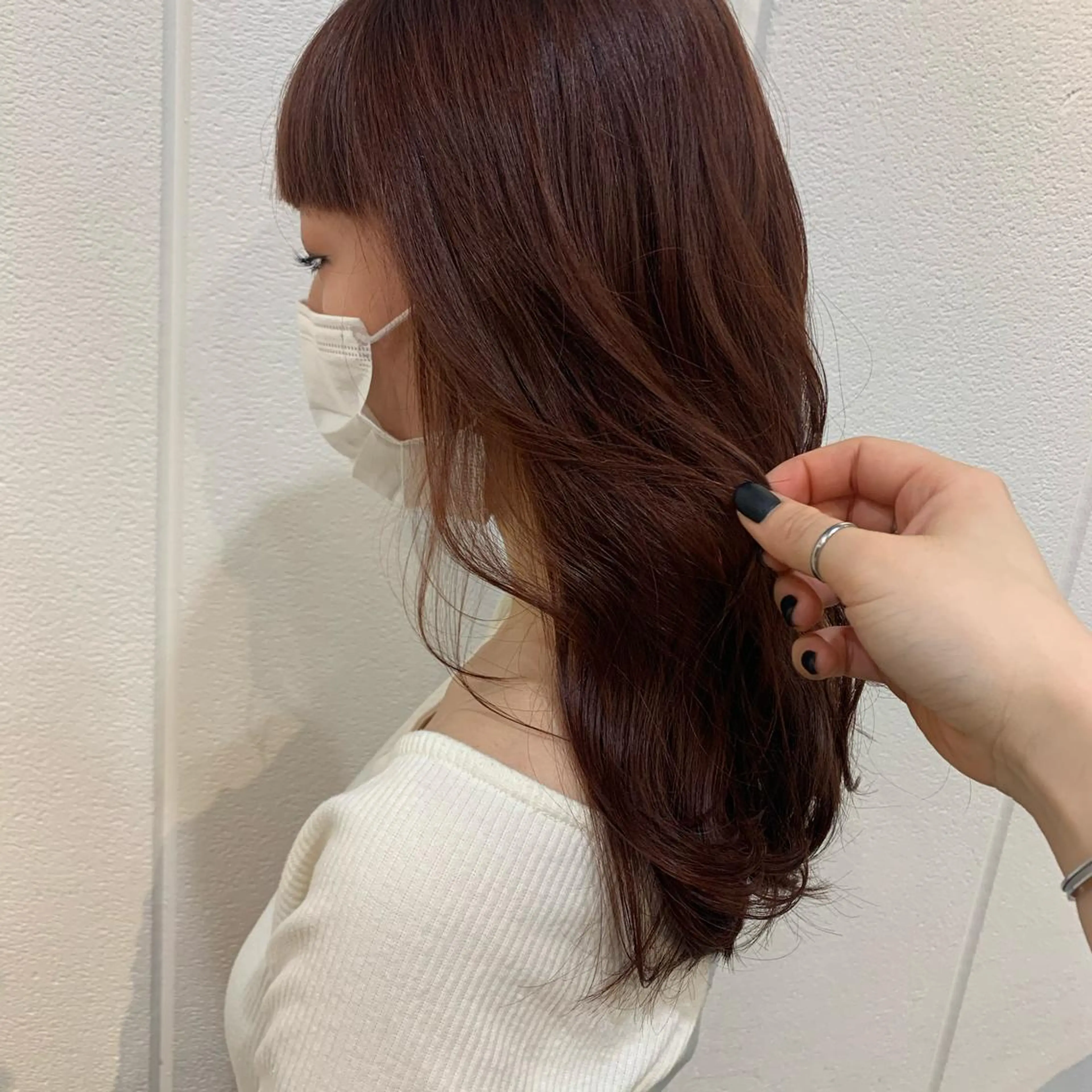 ロング カラー レッドカラー Lolonois梅田 /Okazaki:)のヘアスタイル