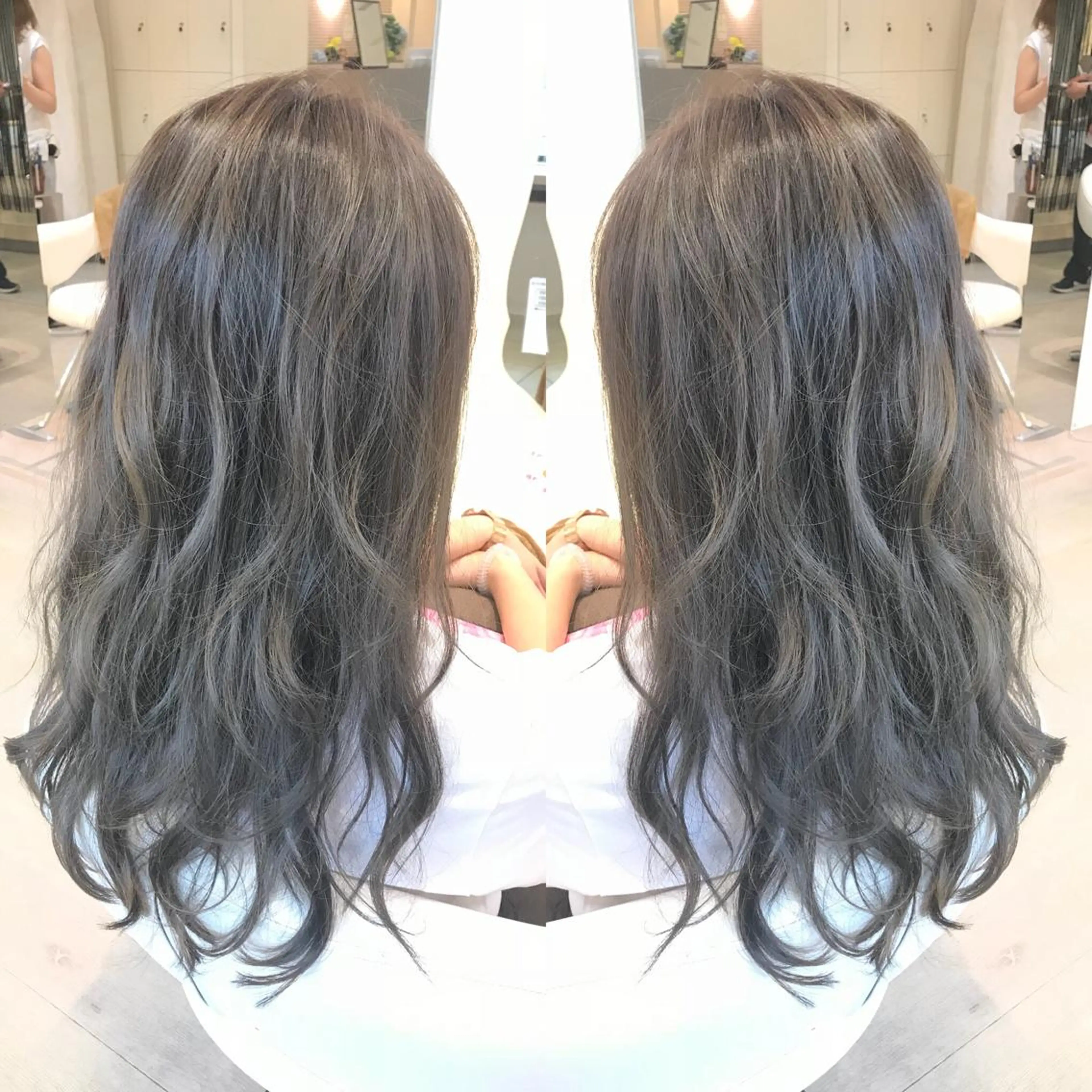 ロング カラー グレージュ イルミナカラー ヘアカラー トリートメント chiyo yasuのヘアスタイル
