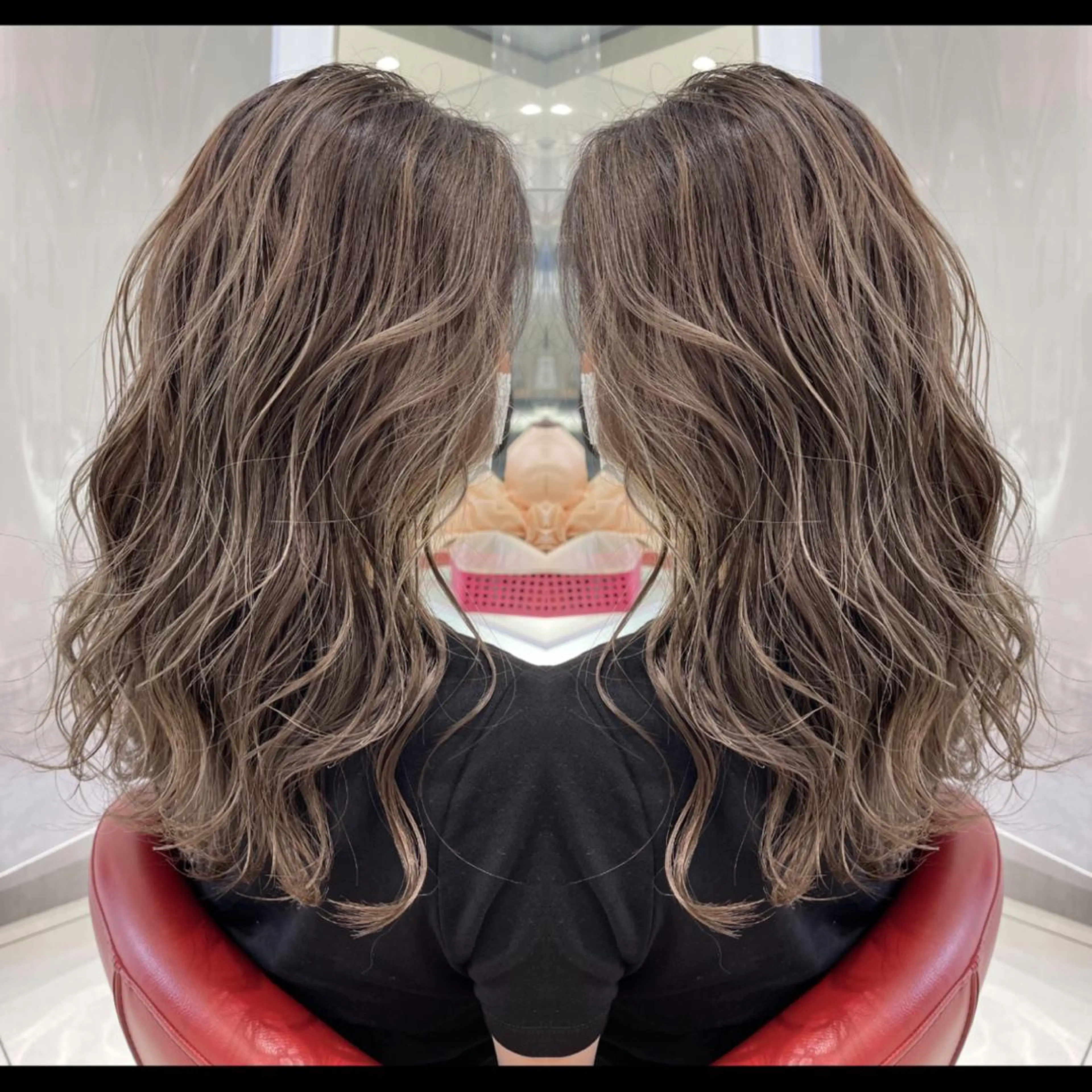 セミロング ハイライト カット ヘアカラー 阪本祥樹/ハイライト /バレイヤージュのヘアスタイル
