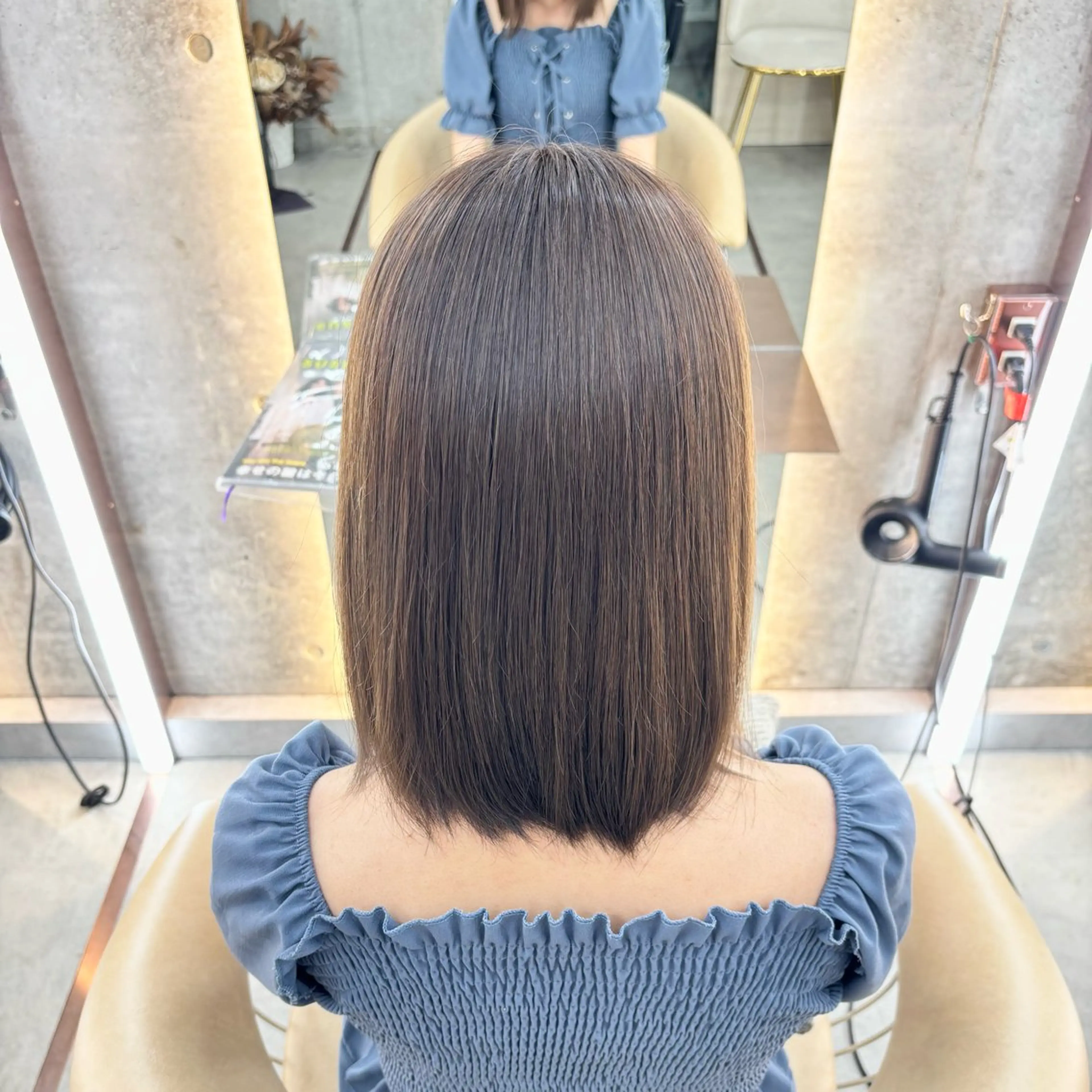 ミディアム ヘアカラー トリートメント 艶カラー/縮毛矯正 髪質改善/ 渡邊莉玖のヘアスタイル