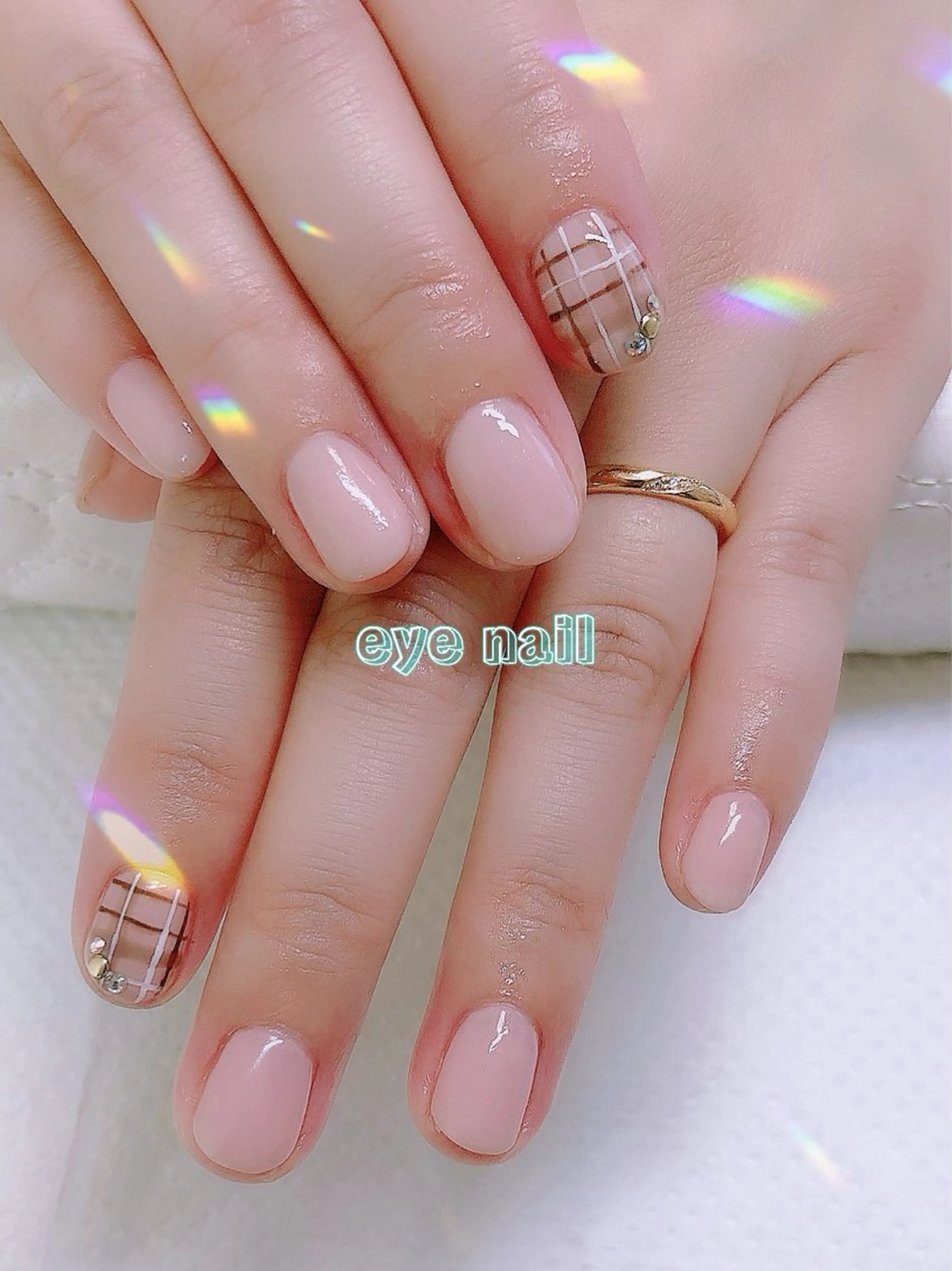 ネイル アートネイル 持ち込み ピンク ピンクベージュ ハンドネイル Eye nailのネイルデザイン