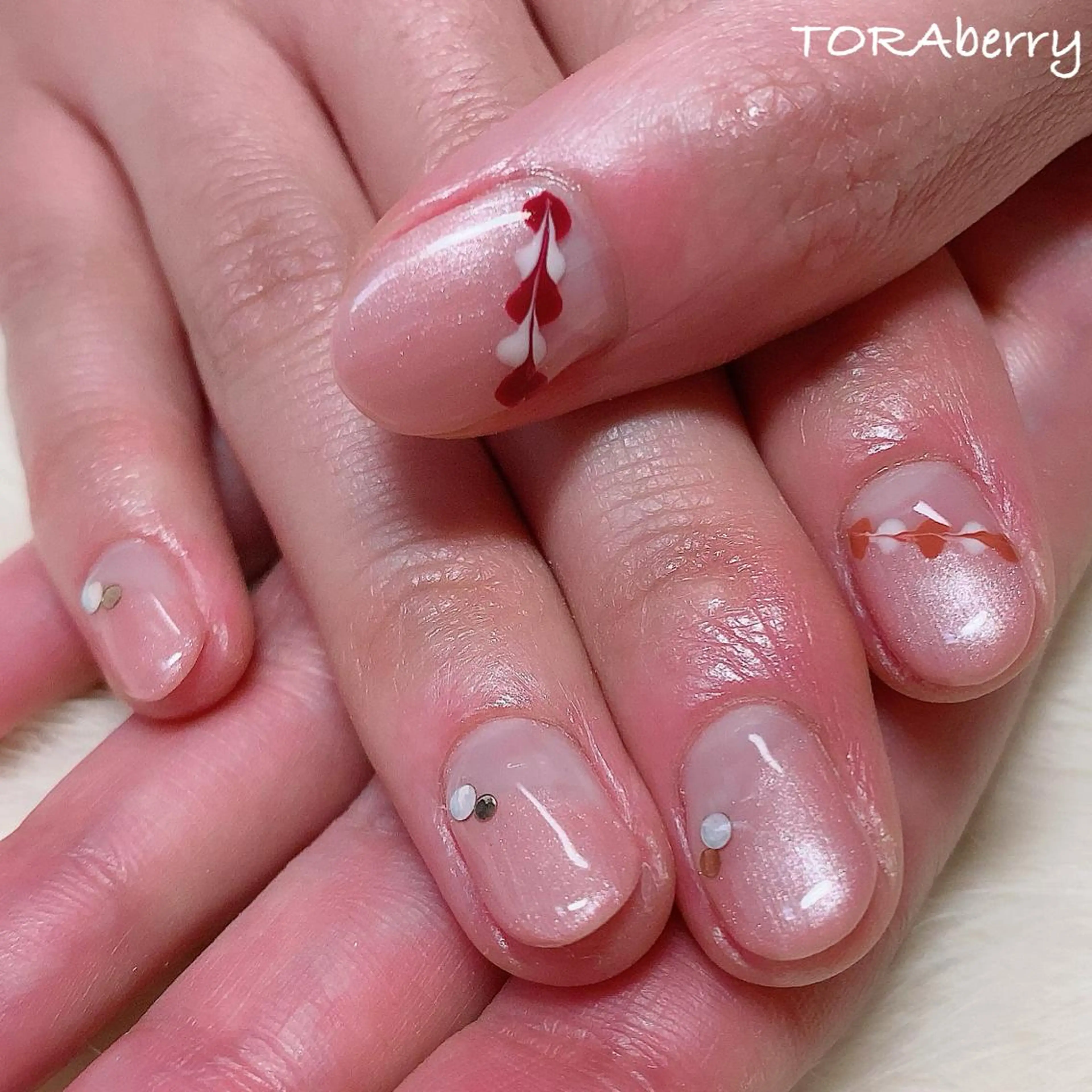 ネイル ハート ピーコックネイル ハンドネイル ネイリスト なつみのネイルデザイン