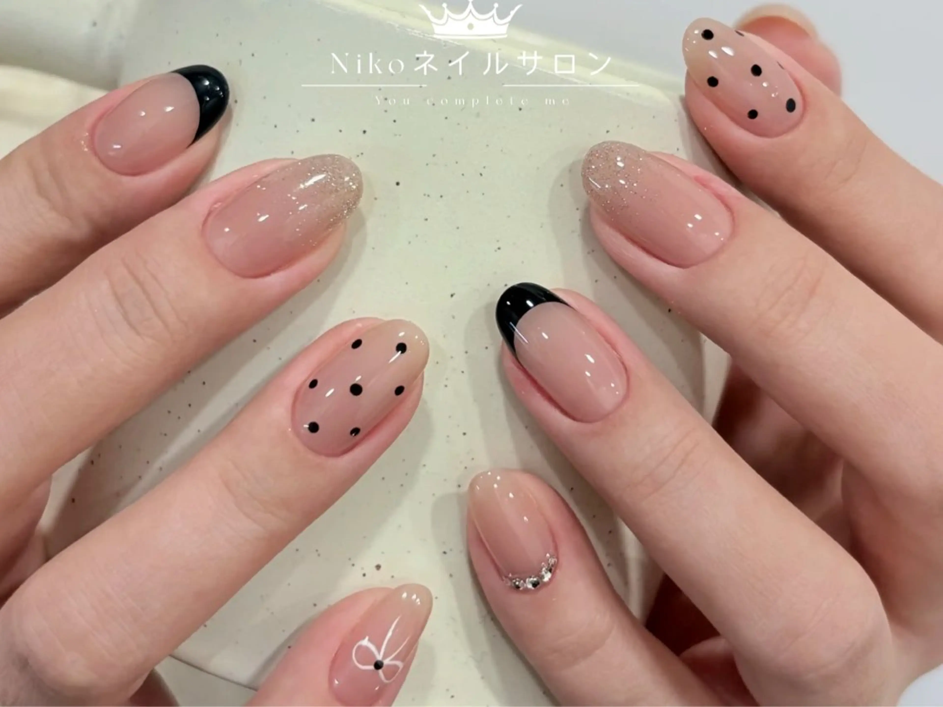 ネイル チークネイル フットネイル フレンチネイル ジェルネイル ガラスフレンチ Nikosalon rikoのネイルデザイン