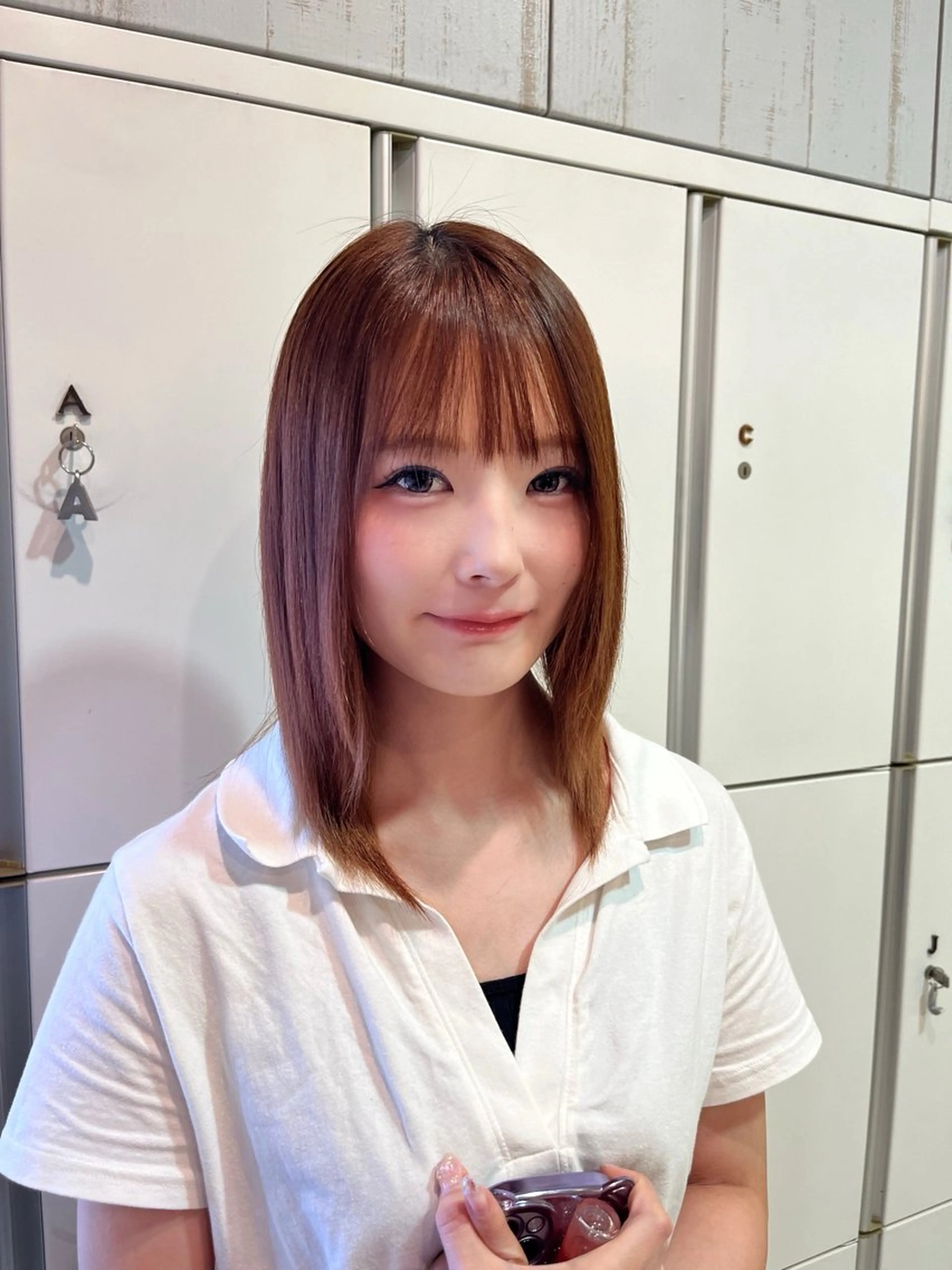 ロング パーマ ストレートパーマ 垢抜けカラー/オリー ブ系/フェミニン/鏡のヘアスタイル