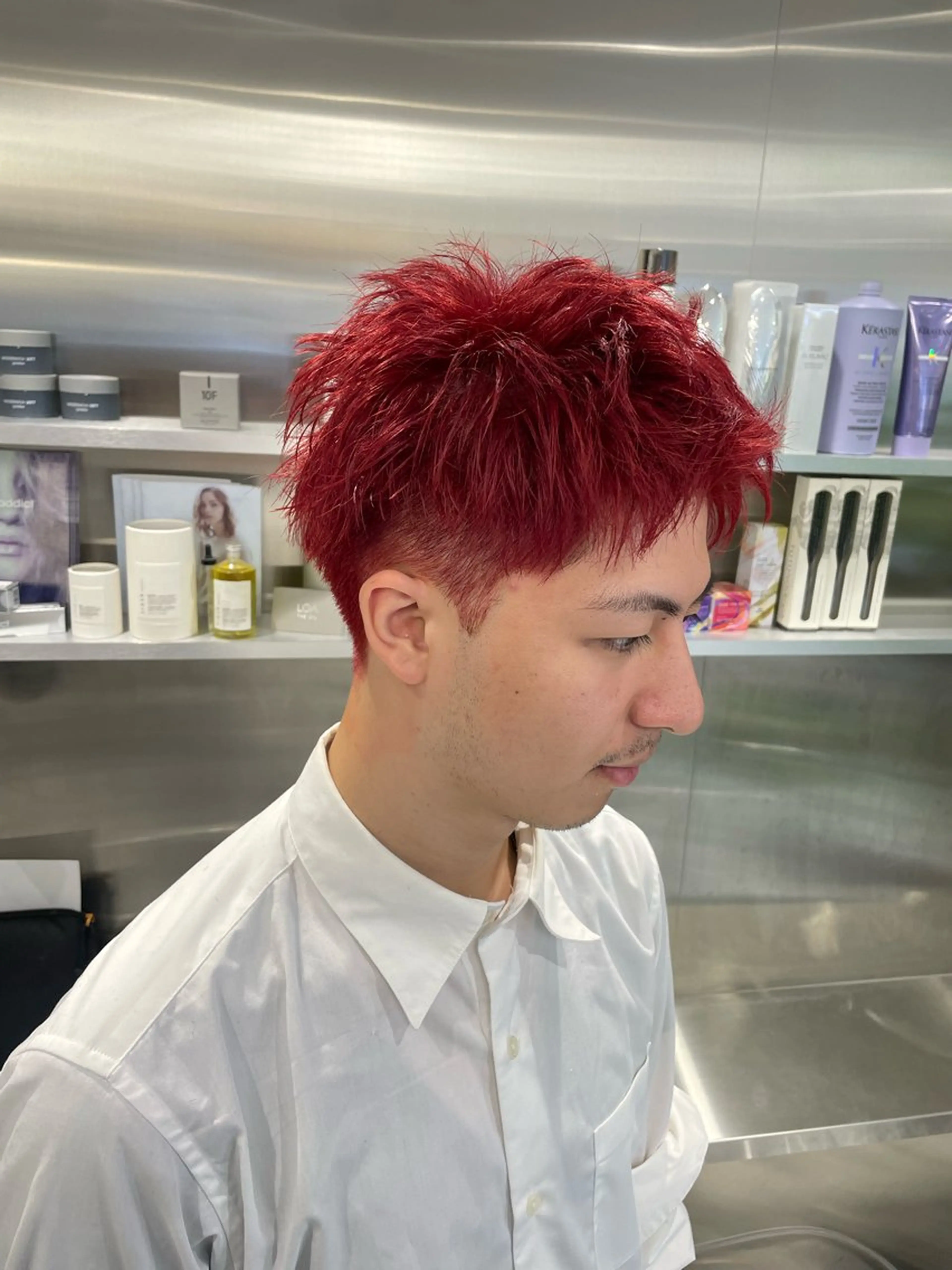 ショート メンズ メンズメッシュ メンズパーマ メンズツイストパーマ 波巻きパーマ ツイストパーマ カット カラーモデル⚡️ REONのヘアスタイル