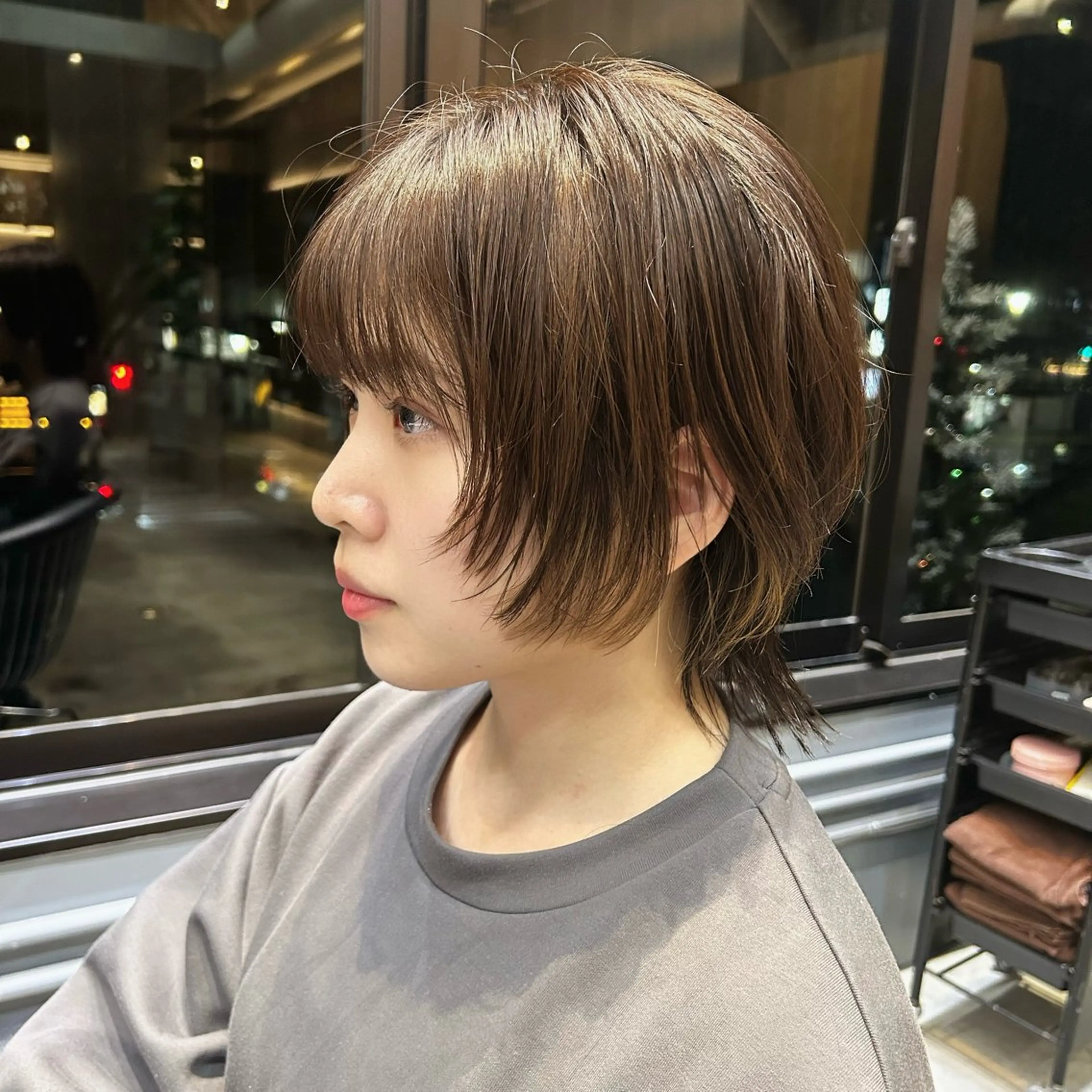 ショート カラー 髪質改善 ウルフカット 田中 励也 縮毛矯正のヘアスタイル