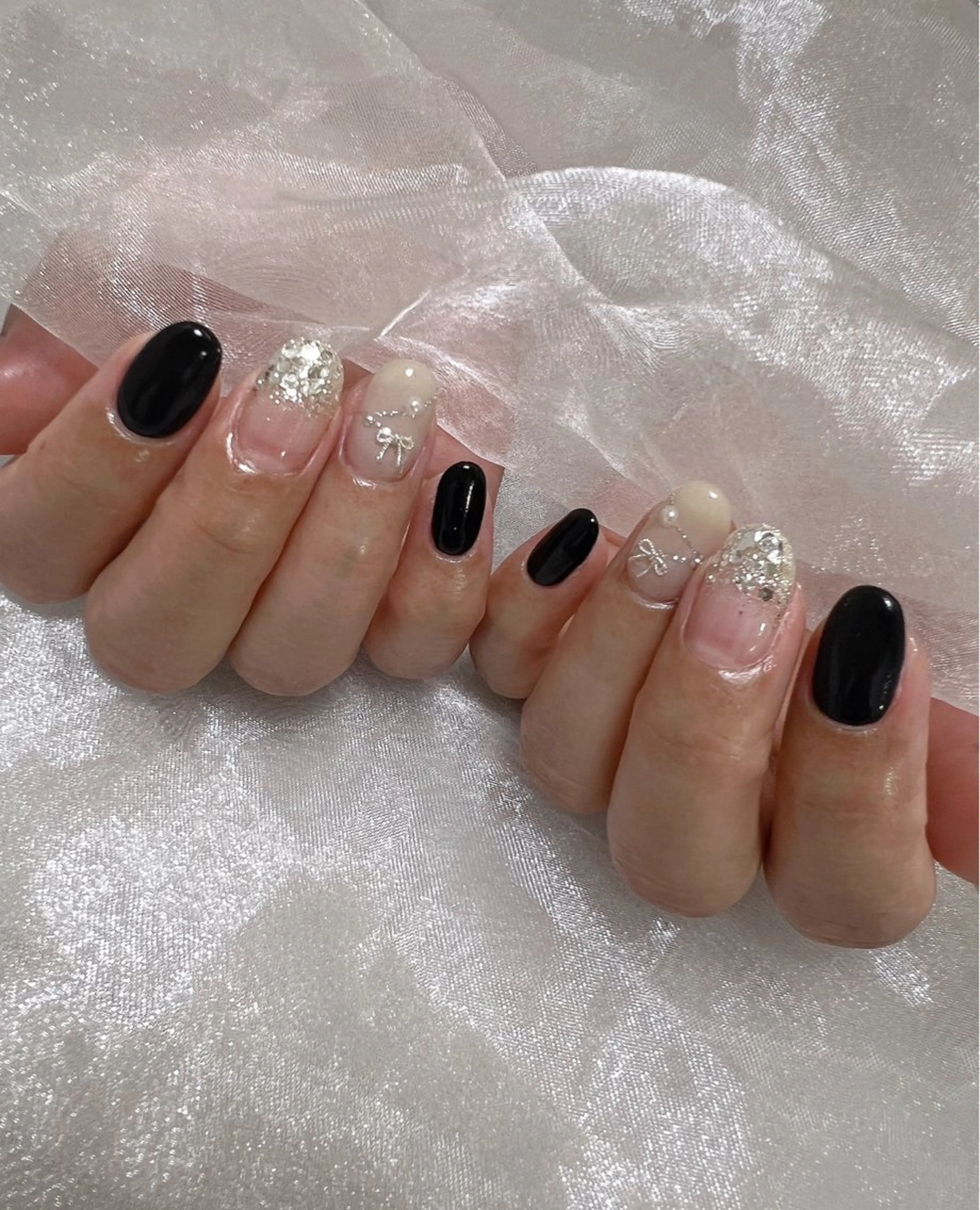 ネイル フットネイル ジェルネイル 韓国ネイル リボン バレンタイン ハンドネイル nail salon Lauleaのネイルデザイン