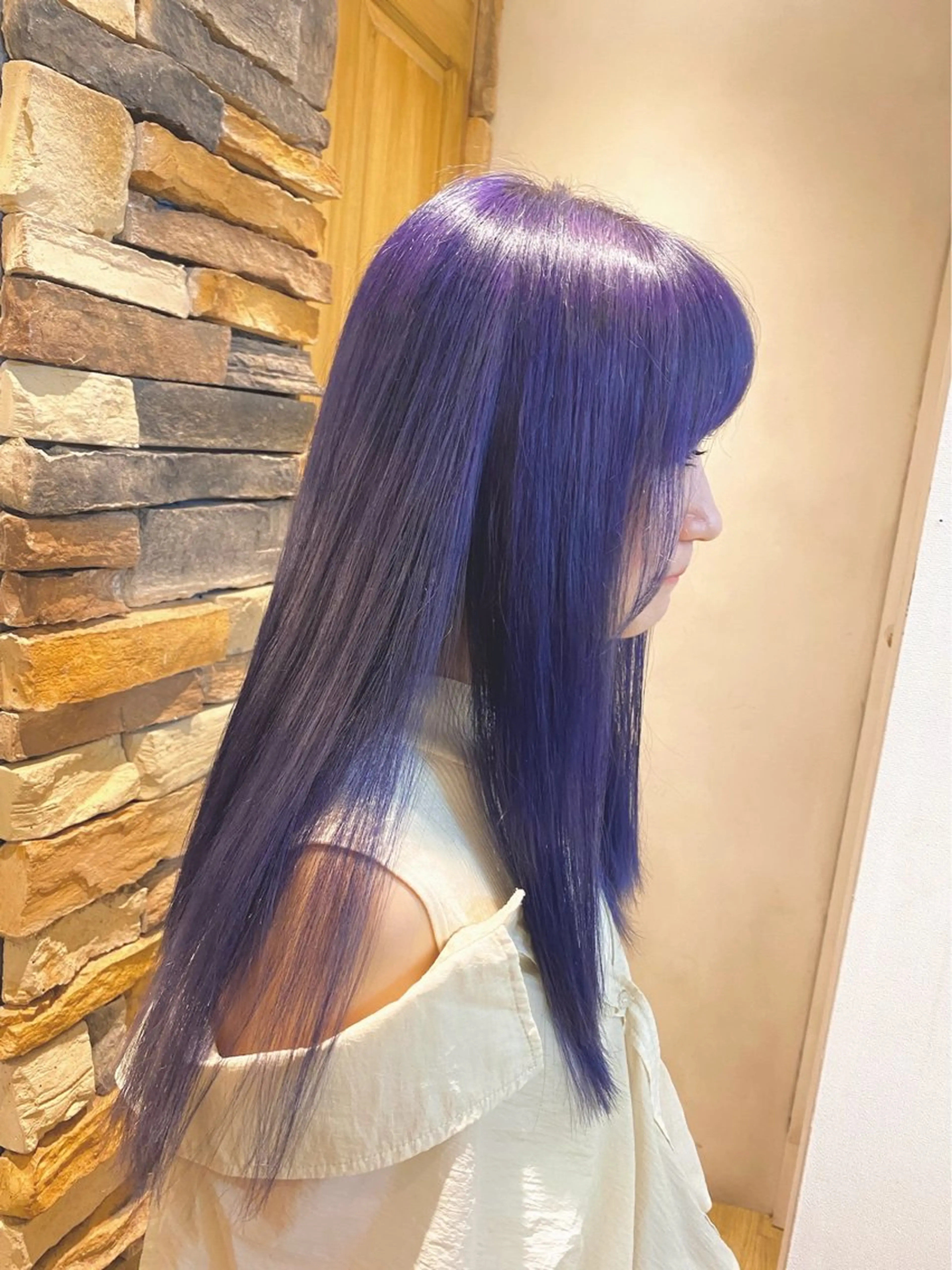 ロング カラー バイオレットカラー ヘアカラー トリートメント 千 田のヘアスタイル