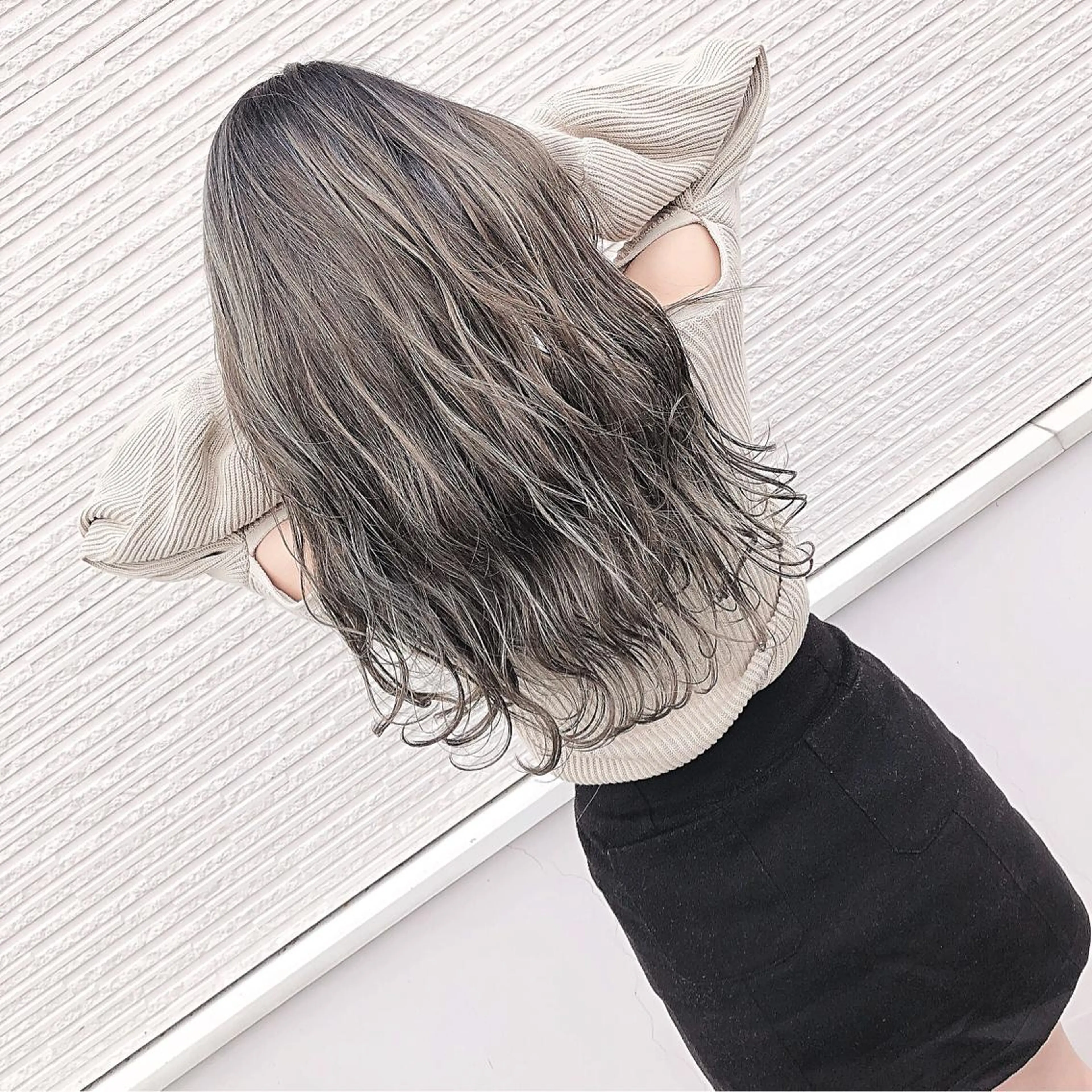ロング カラー ハイライトカラー ハイライト ヘアカラー トリートメント 名畑 裕貴のヘアスタイル