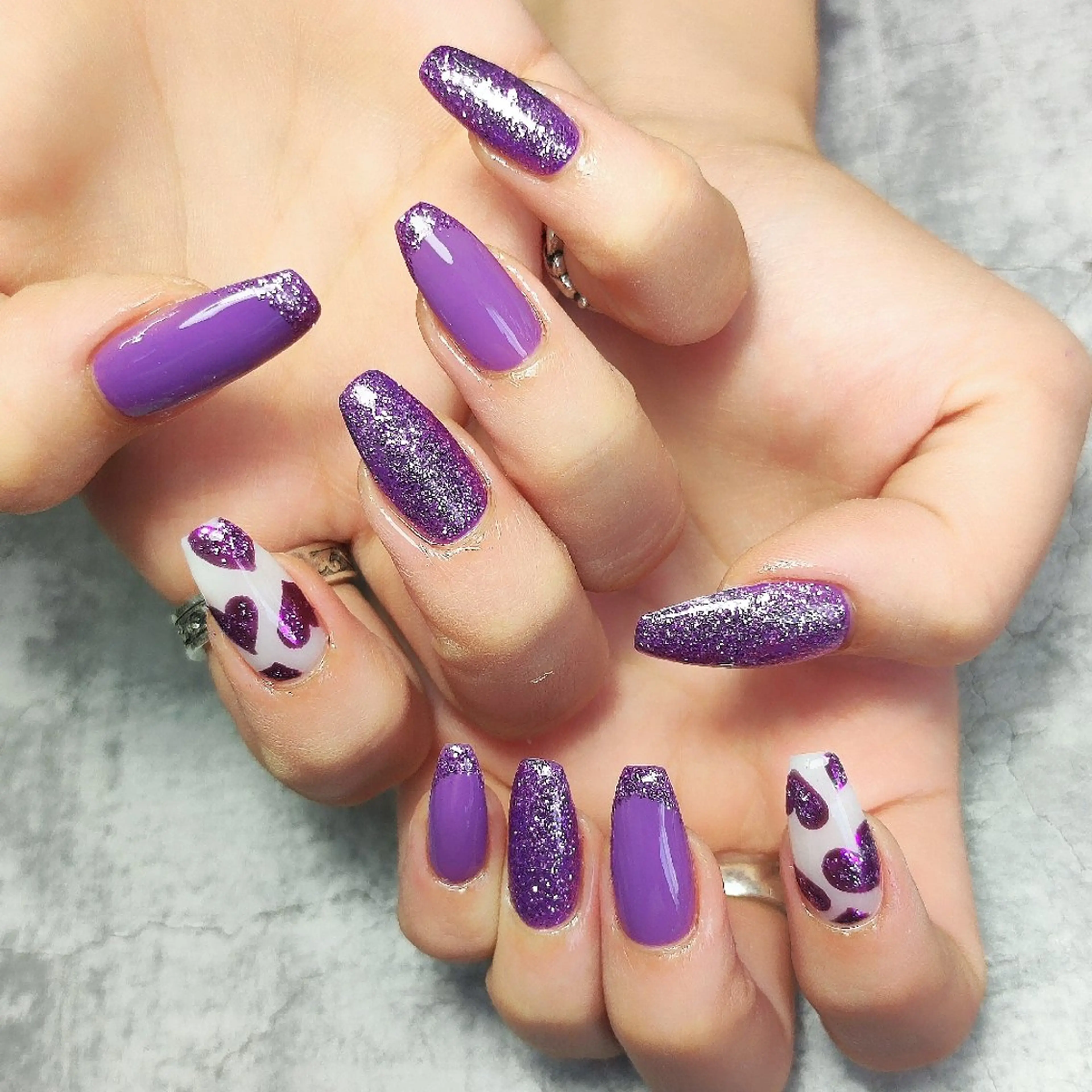 ネイル ハート ロングネイル ハンドネイル 個人サロン saltnailのネイルデザイン