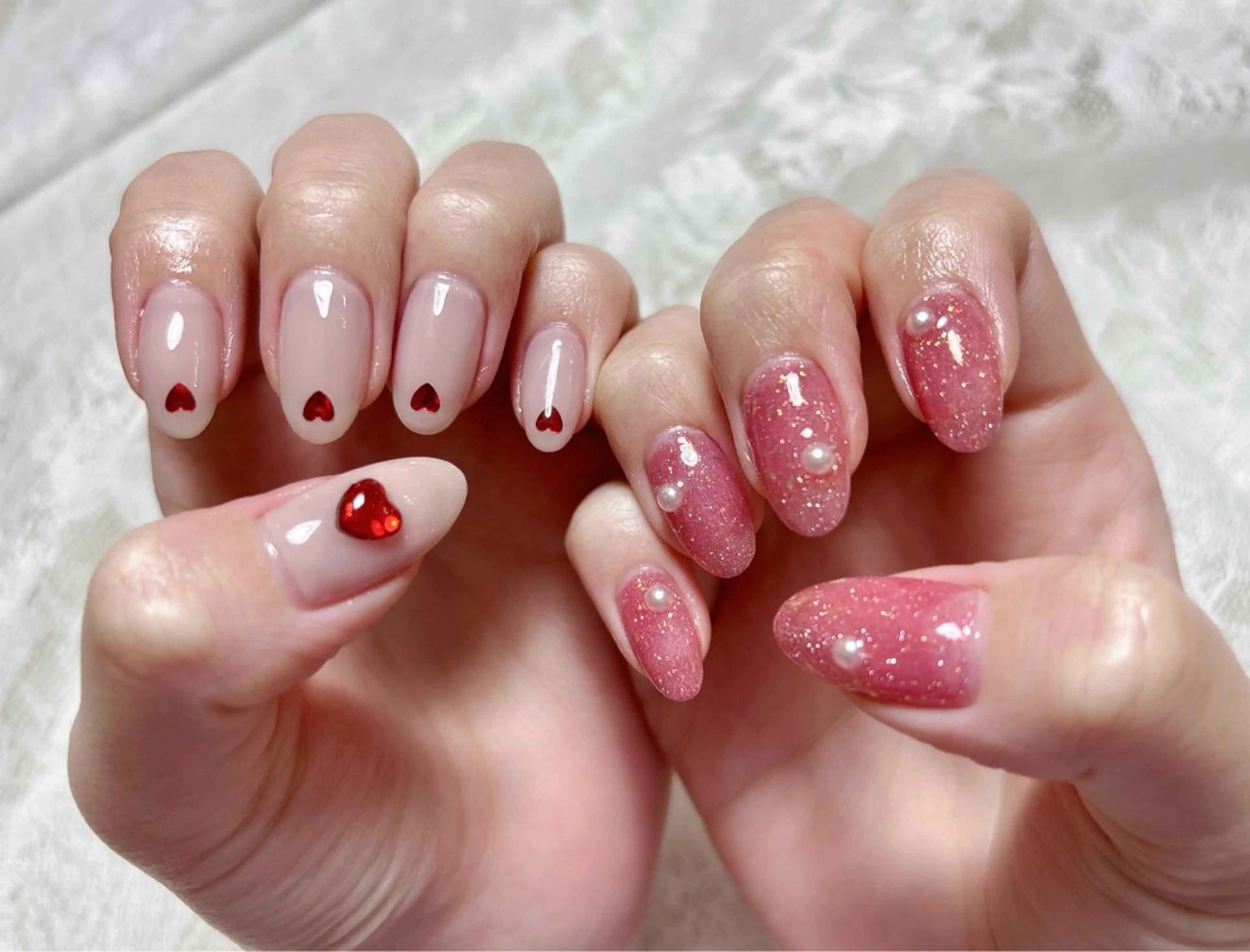 ネイル バレンタイン ハンドネイル FLARE NAIL フレアネイルのネイルデザイン