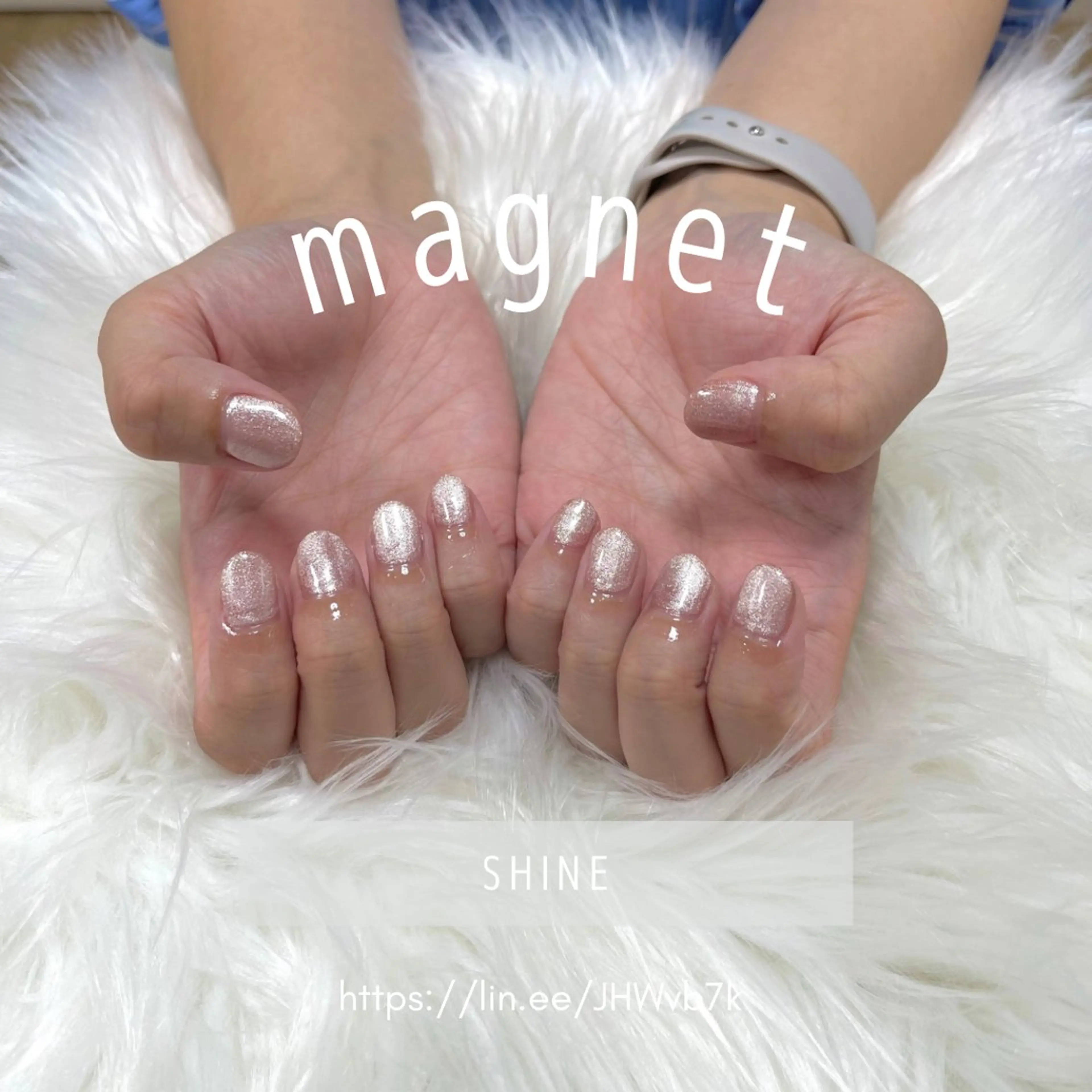 ネイル マグネットネイル オフィスネイル ピンク SHINE nail salonのネイルデザイン