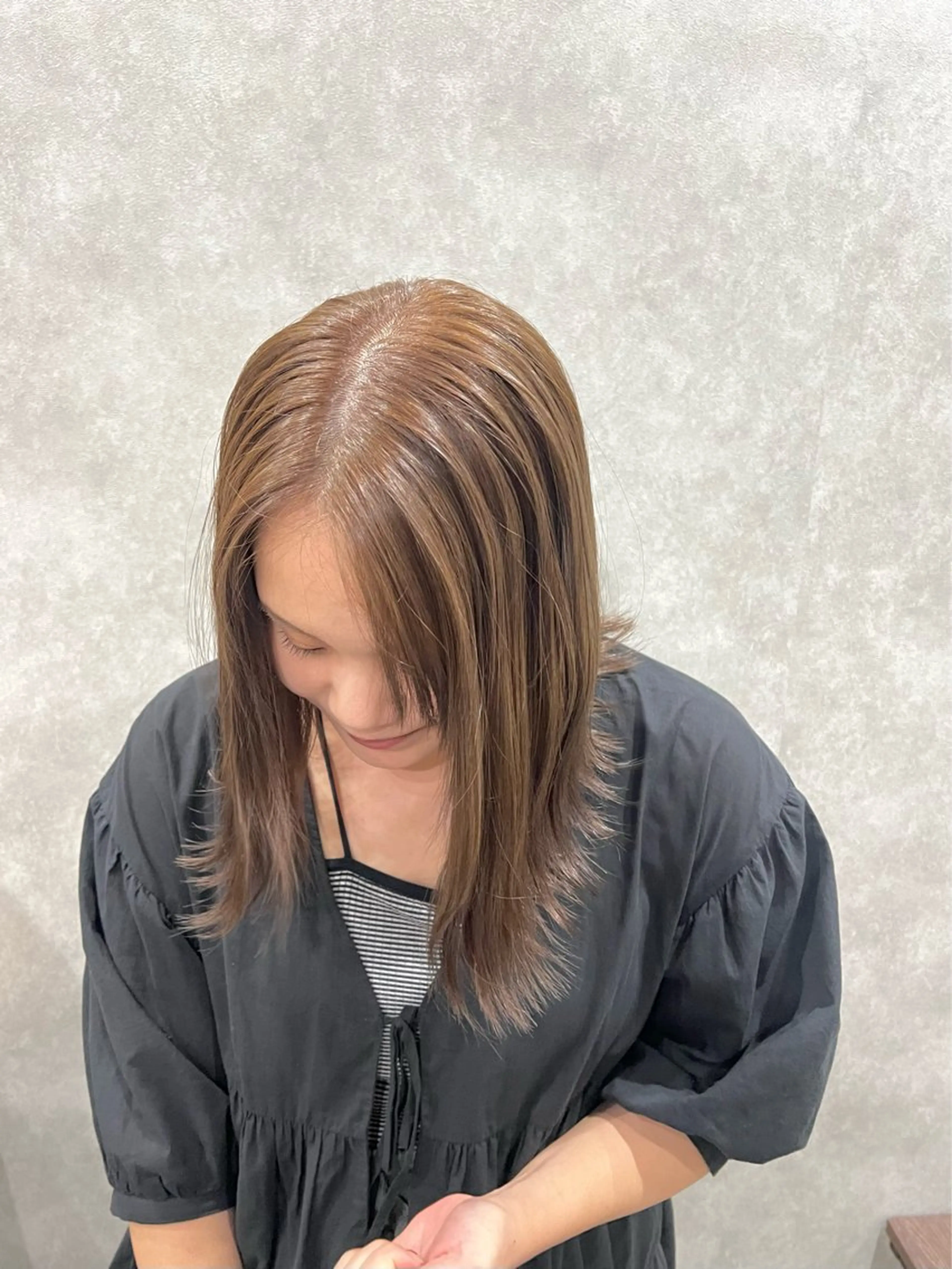 ミディアム カラー ベージュカラー ブリーチ ブラウンカラー ブラウンベージュ ダブルカラー カット ヘアカラー トリートメント 🎀🕊RION 🩰のヘアスタイル