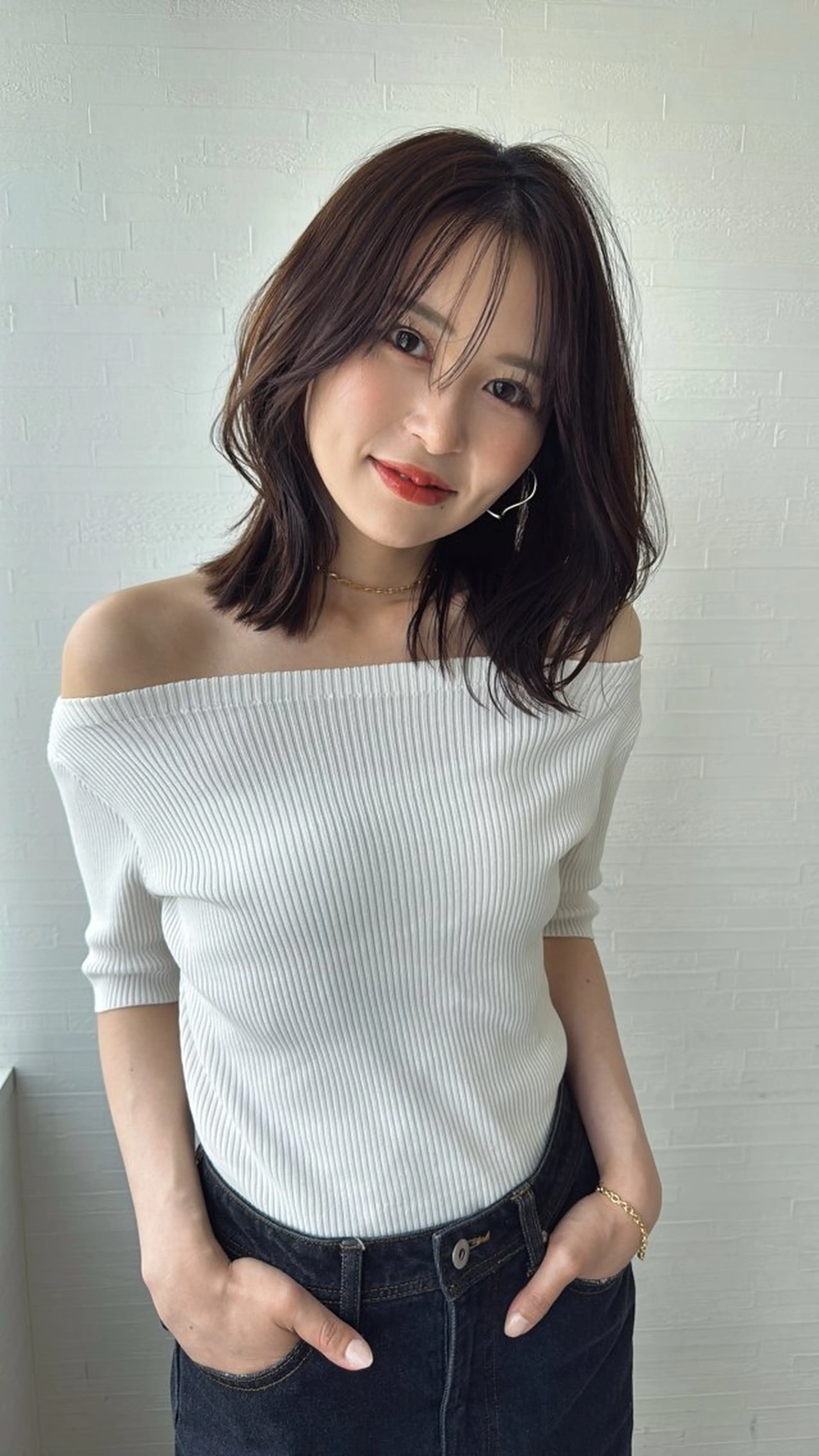 ミディアム カラー カット ヘアカラー 縮毛矯正 中原 優美のヘアスタイル