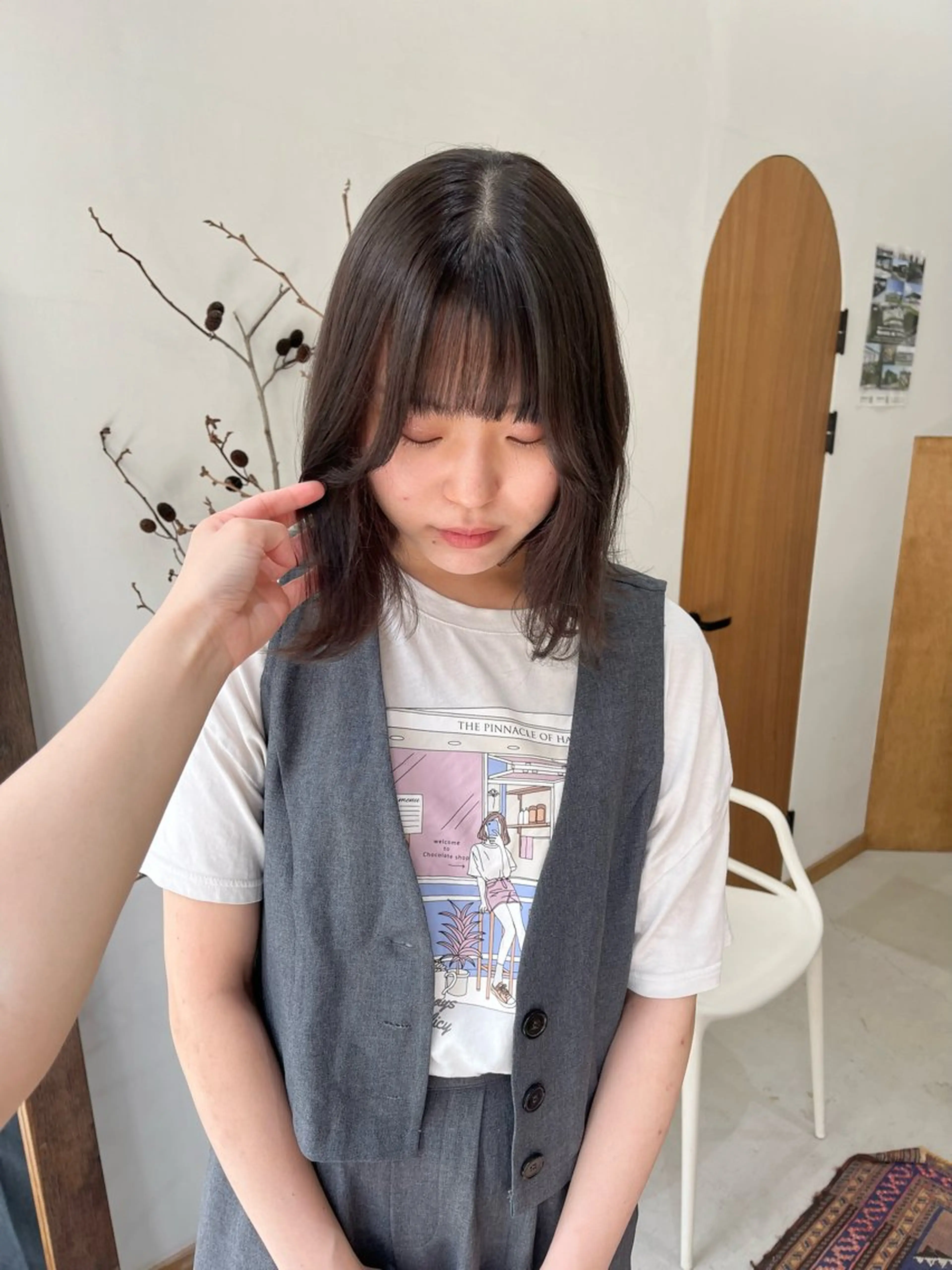 ショート カラー ヘアアレンジ 透明感カラー カット ヘアカラー トリートメント ena/ブリーチなし 暖色・ベージュ🎀のヘアスタイル