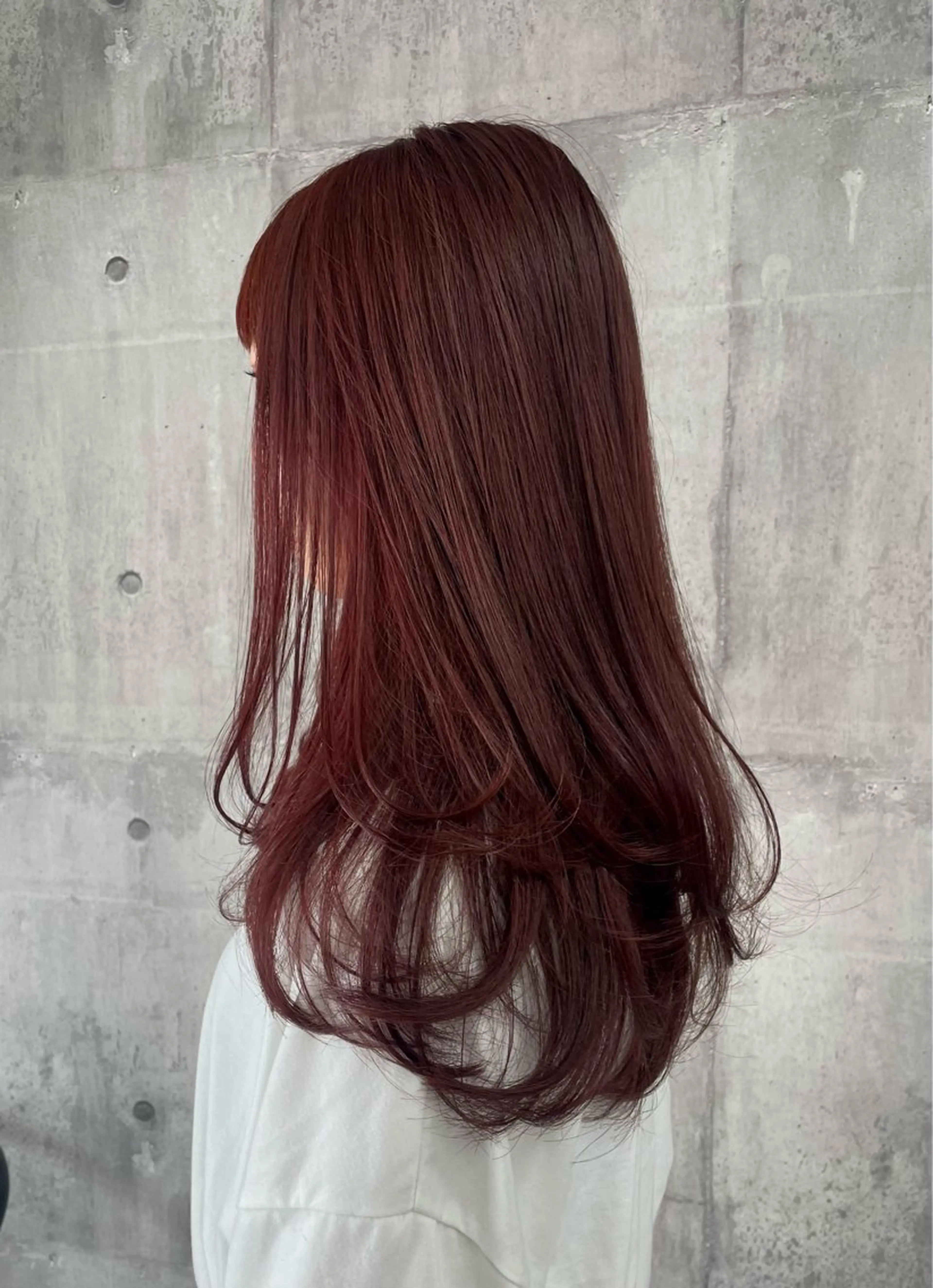 ロング カラー ブラウンカラー レッドカラー 錦 茉李のヘアスタイル