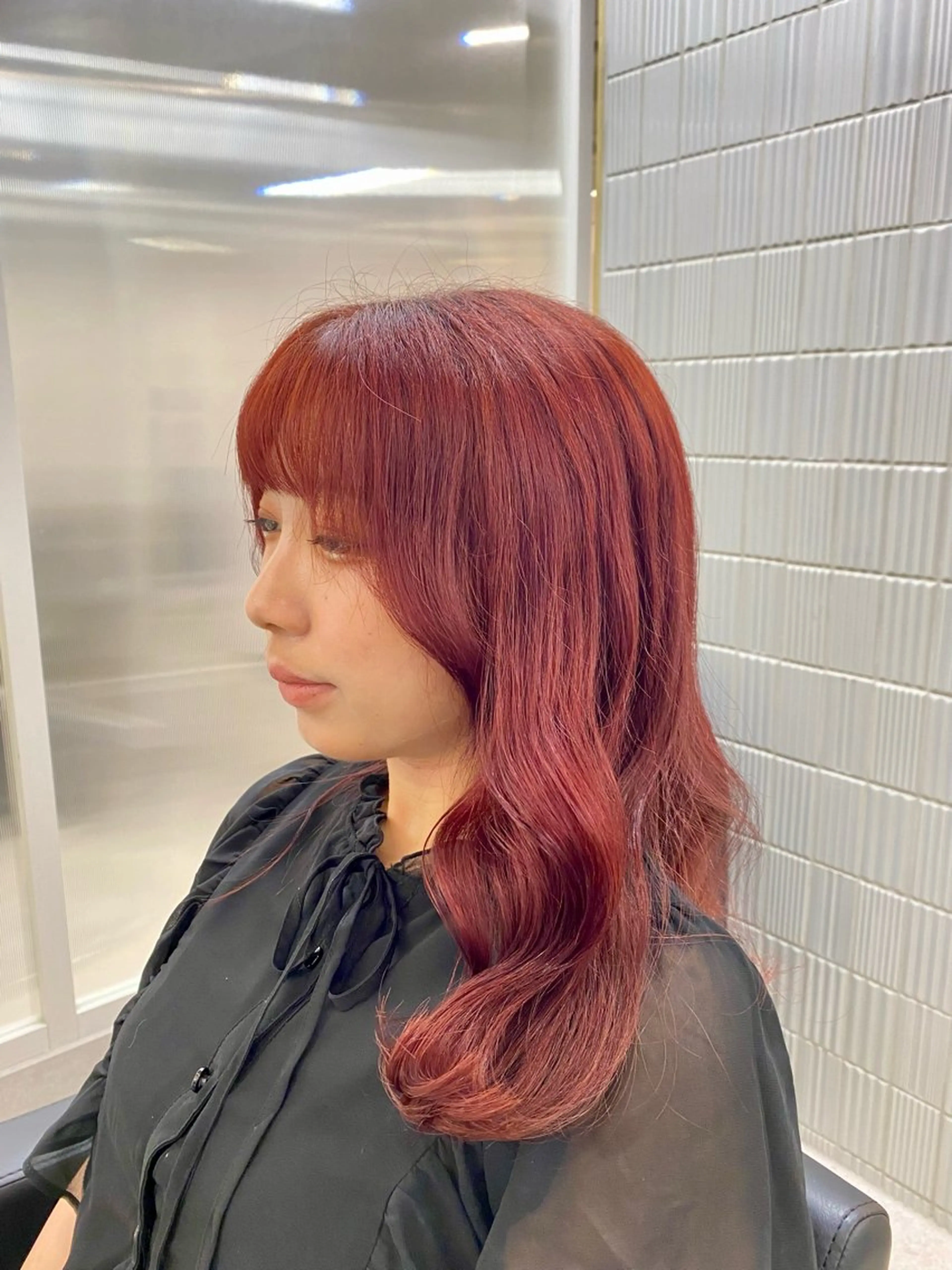 ミディアム カラー レッドカラー 韓国🇰🇷艶髪 ケアカラーSHURIのヘアスタイル