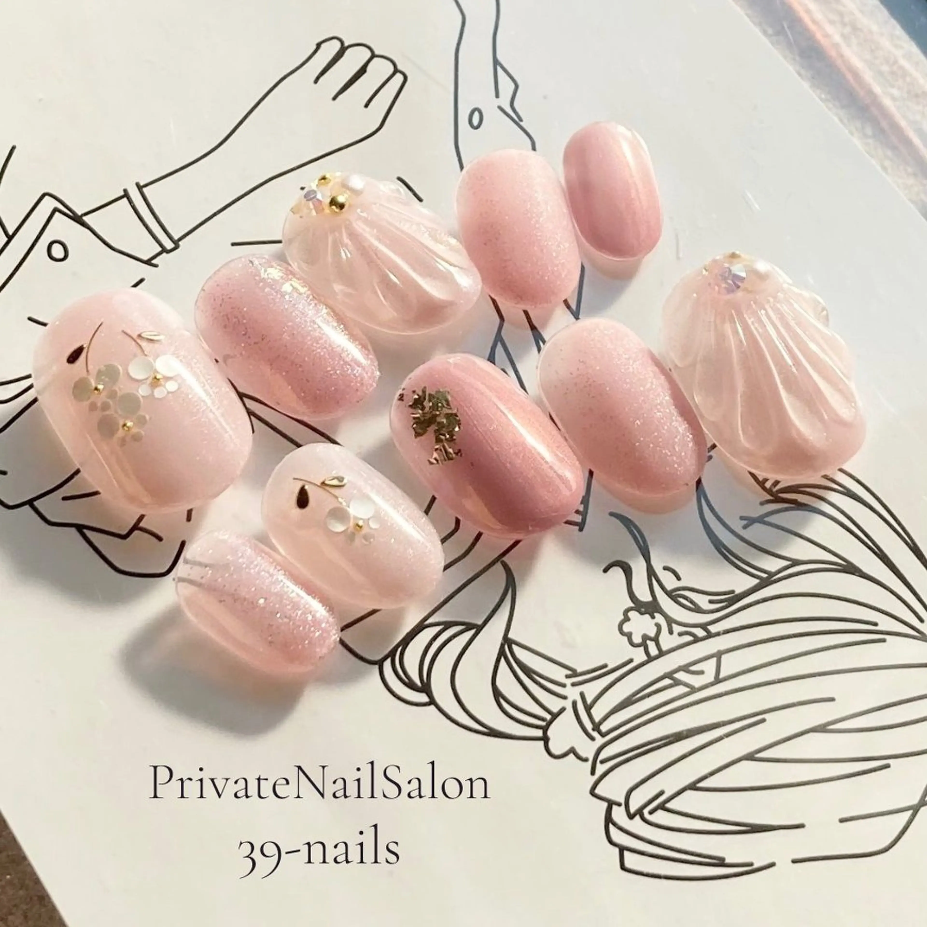 ネイル 成人式 ジェルネイル パラジェル ぷっくりネイル ブライダルネイル 39-nails EharaMikuのネイルデザイン