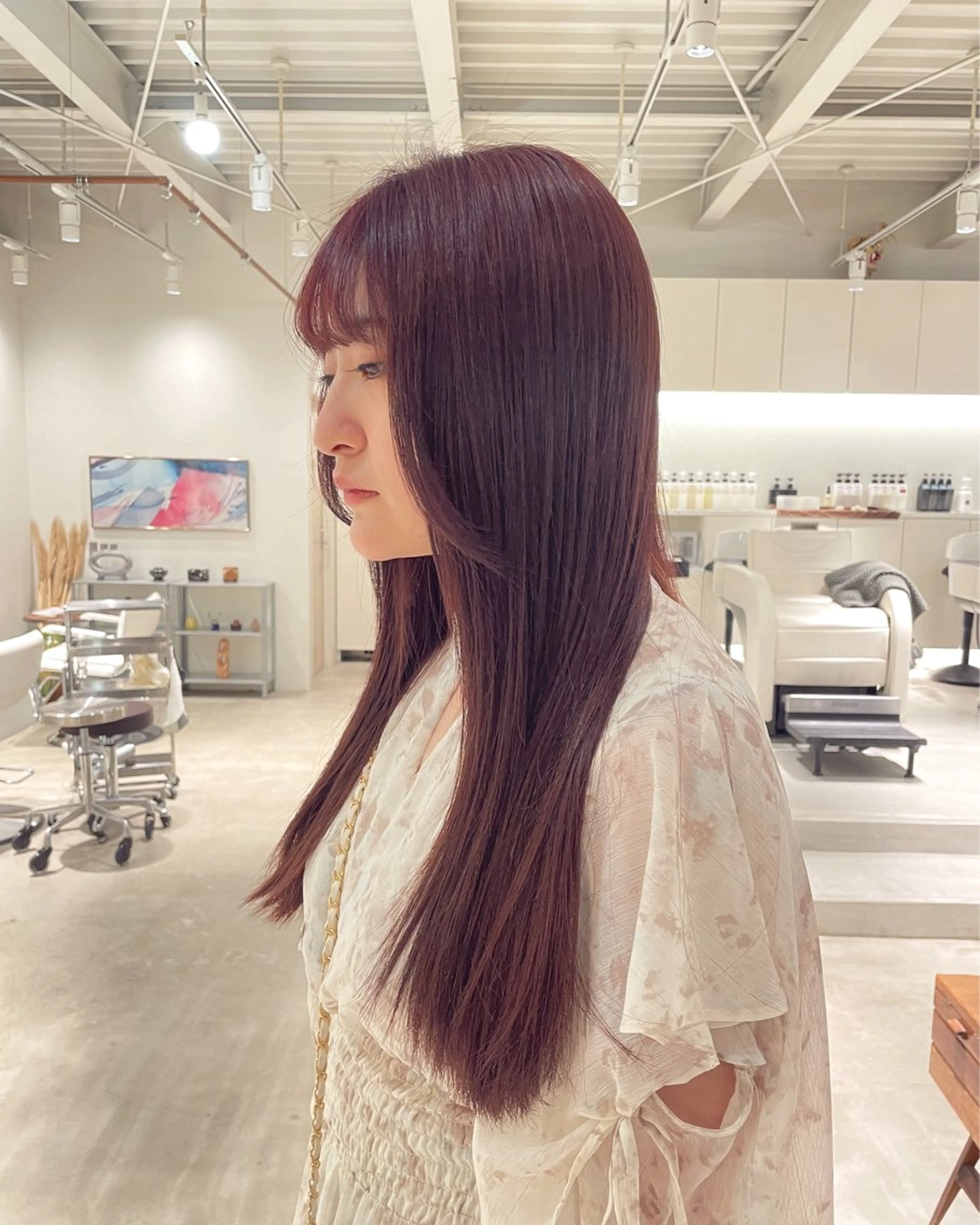 ロング カラー ブリーチ ダブルカラー ラベンダーカラー ブリーチなしカラー ピンクカラー ヘアカラー 安西 香利奈のヘアスタイル