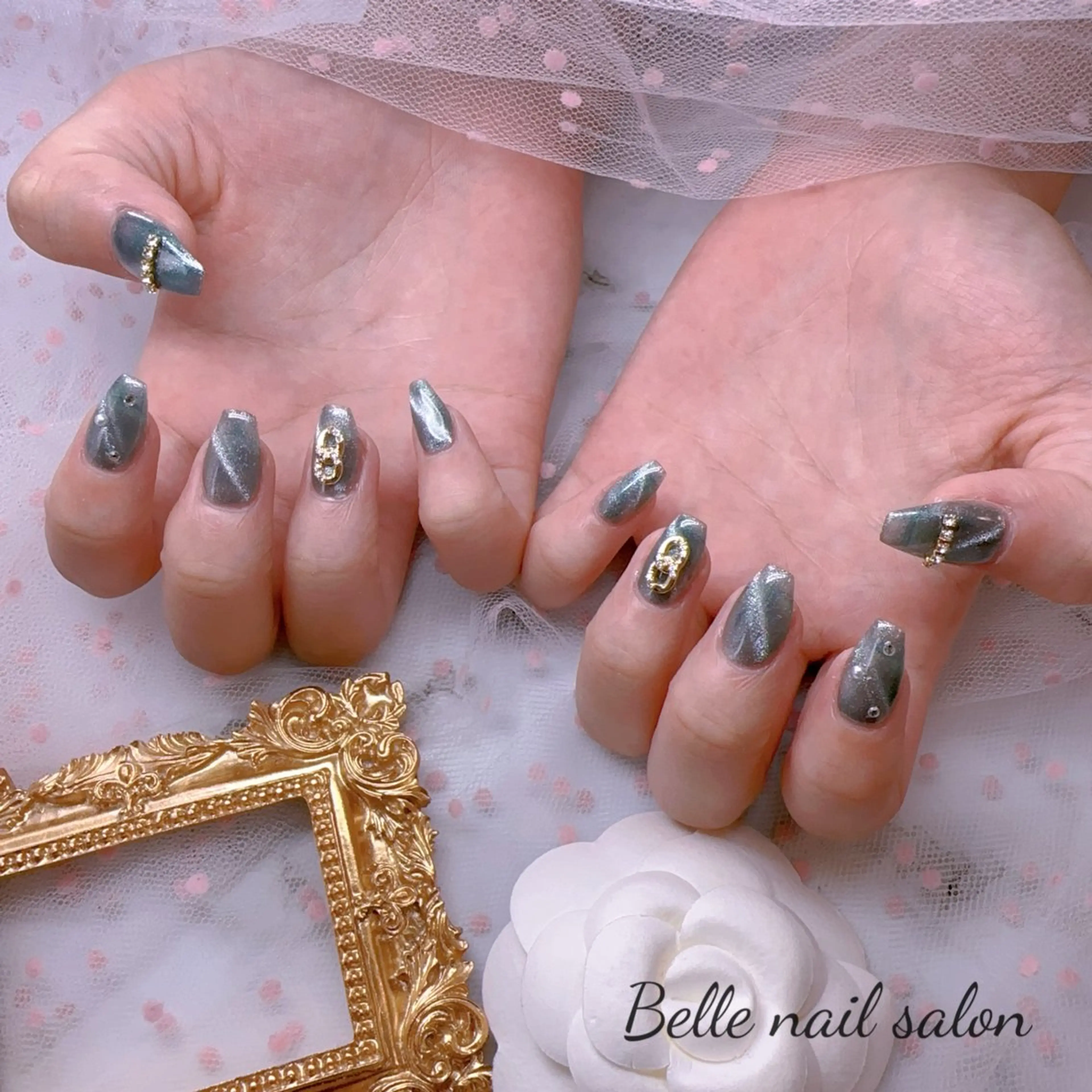 ネイル アートネイル オーロラネイル 長さ出し フットネイル 韓国ネイル Belle nail salon 新小岩のネイルデザイン