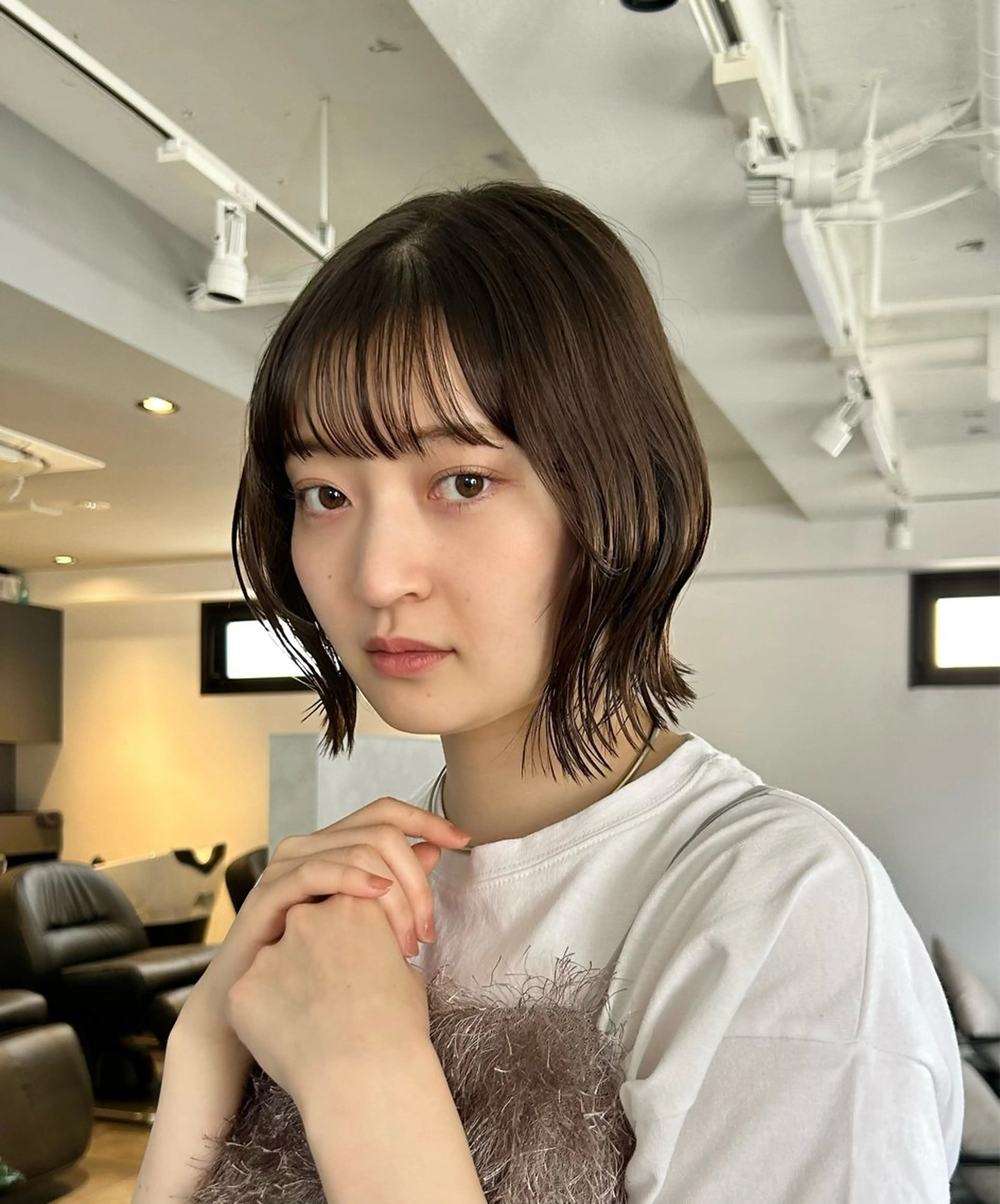 ショート カラー ボブ くびれヘア カット ヘアカラー 結べるくびれボブ/透 明感カラーtaigaのヘアスタイル