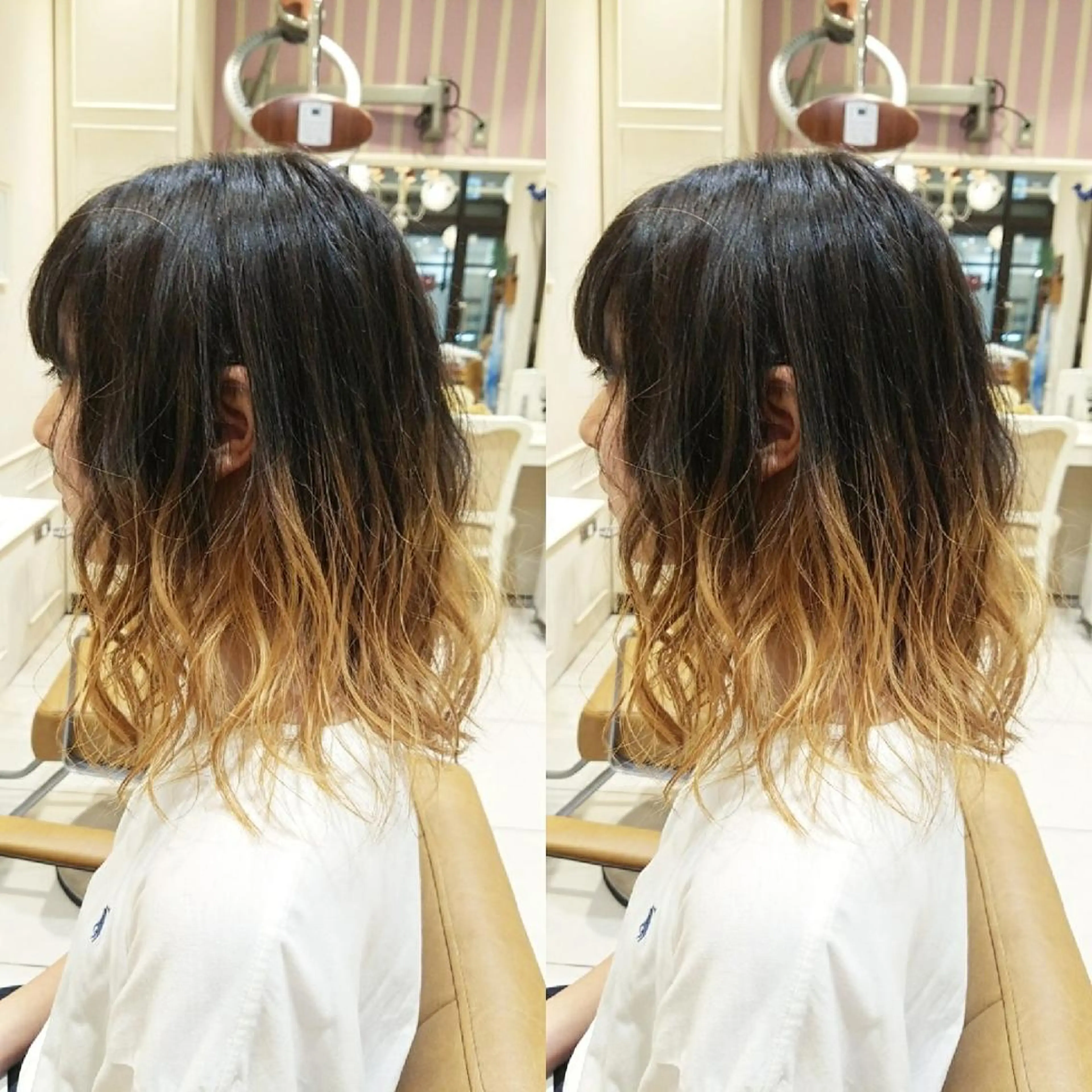 セミロング カラー パーマ グラデーションカラー grow上野御徒町【グロウ】所属・ブリーチ・ハイトーン 特化🎉内山のヘアスタイル