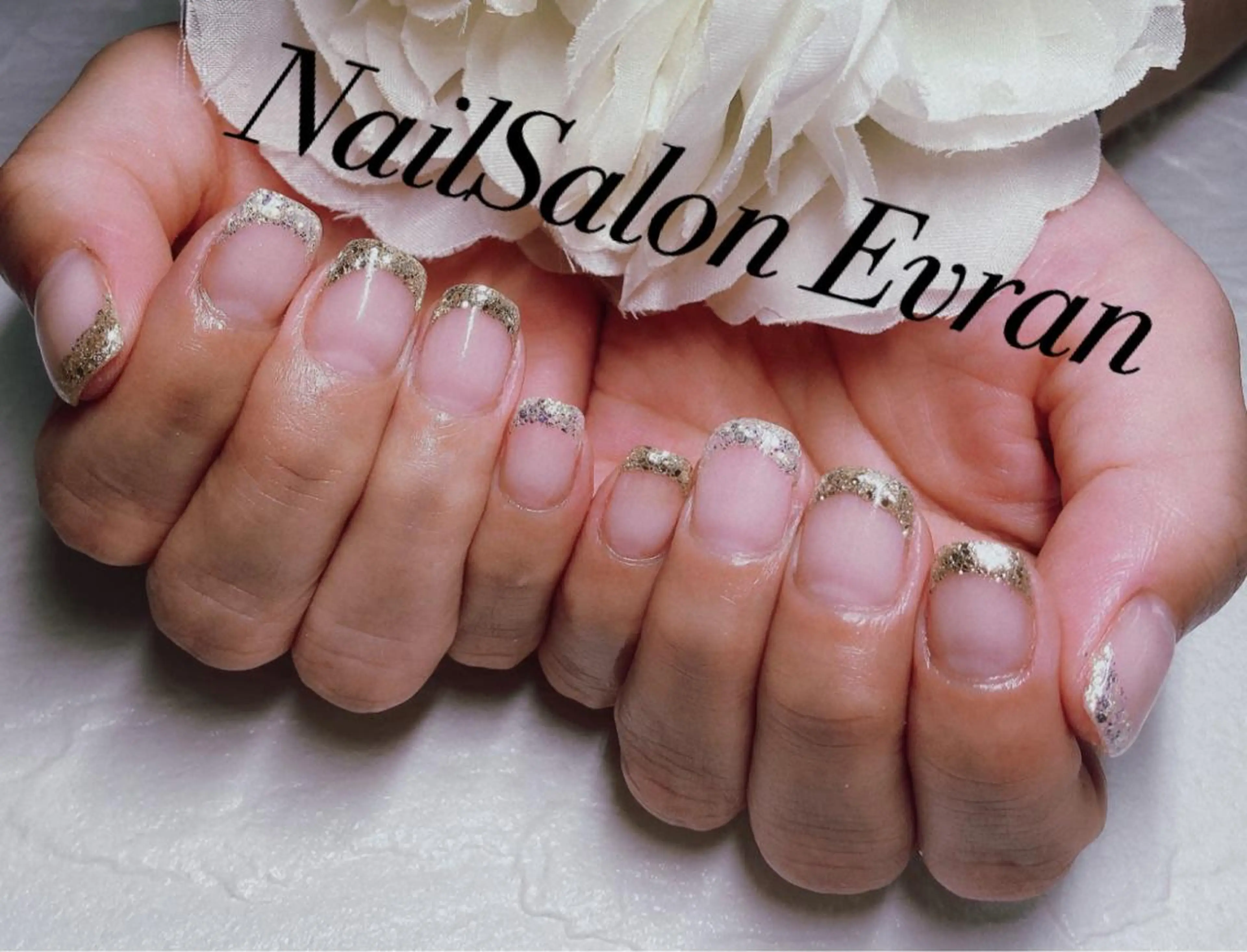 ネイル フレンチネイル ラメ(グリッター) シンプルネイル ハンドネイル Nail salon Evranのネイルデザイン