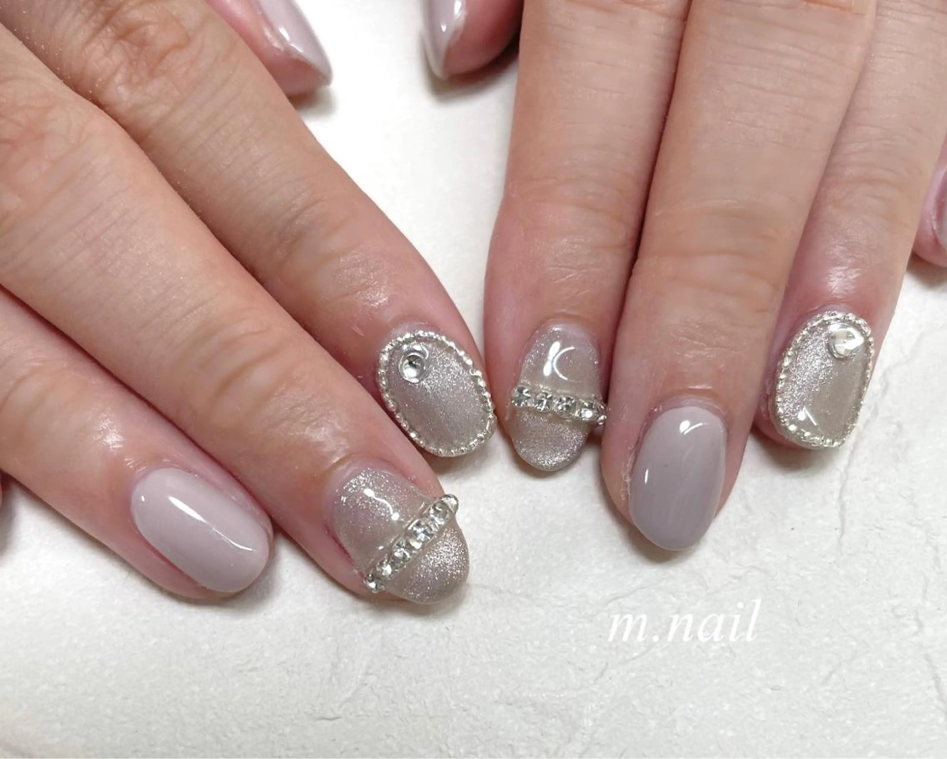ネイル アートネイル ブルー 韓国ネイル マグネットネイル ニュアンスネイル m.nail salonのネイルデザイン
