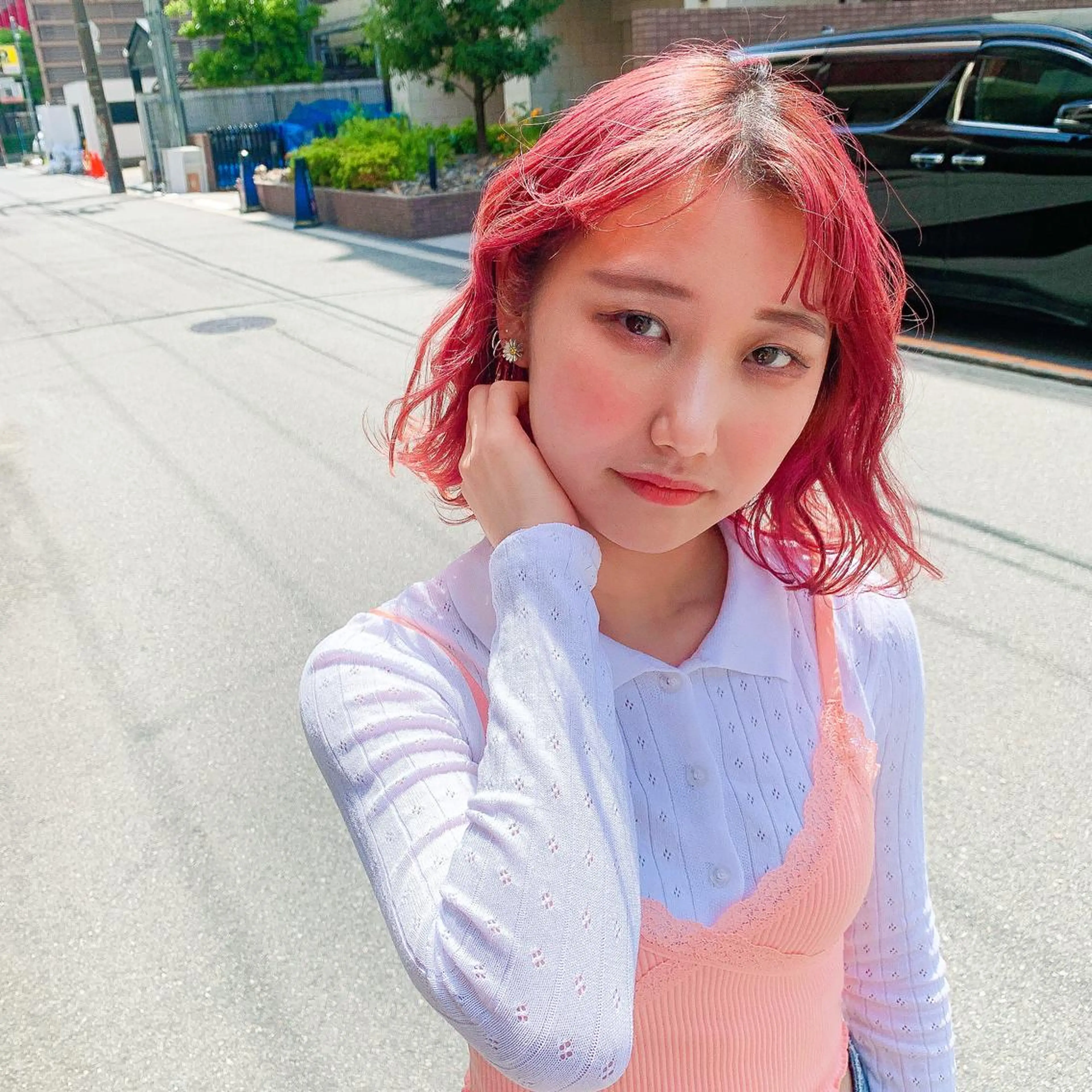 ミディアム カラー ブリーチ ピンクカラー ﾖｼﾅｶﾞﾏﾕ🦕 透明感カラーのヘアスタイル