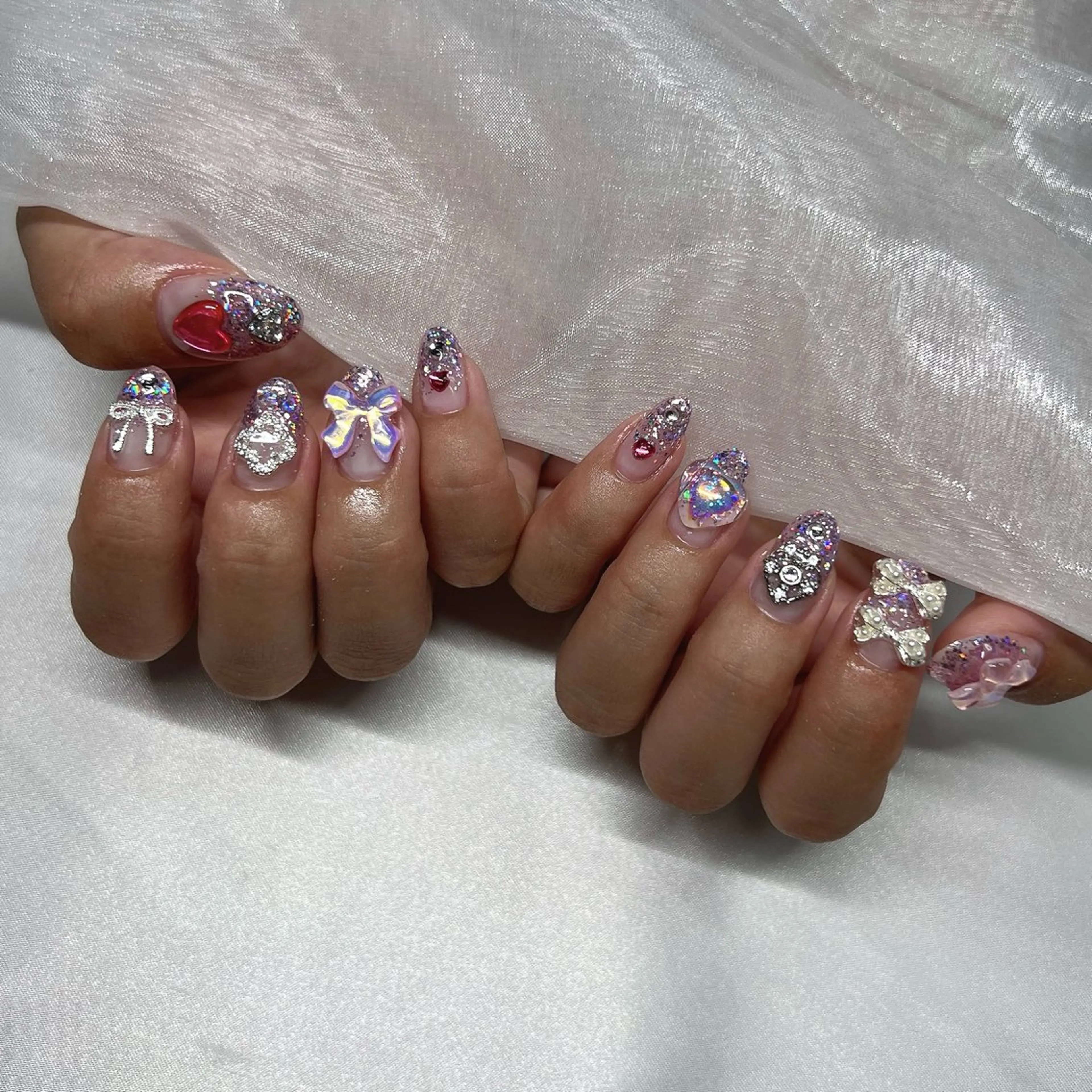 ネイル ジェルネイル 韓国ネイル ラメ(グリッター) マグネットネイル ミラーネイル ハンドネイル -nail salon-Reward所属・nail salon Rewardのネイルデザイン