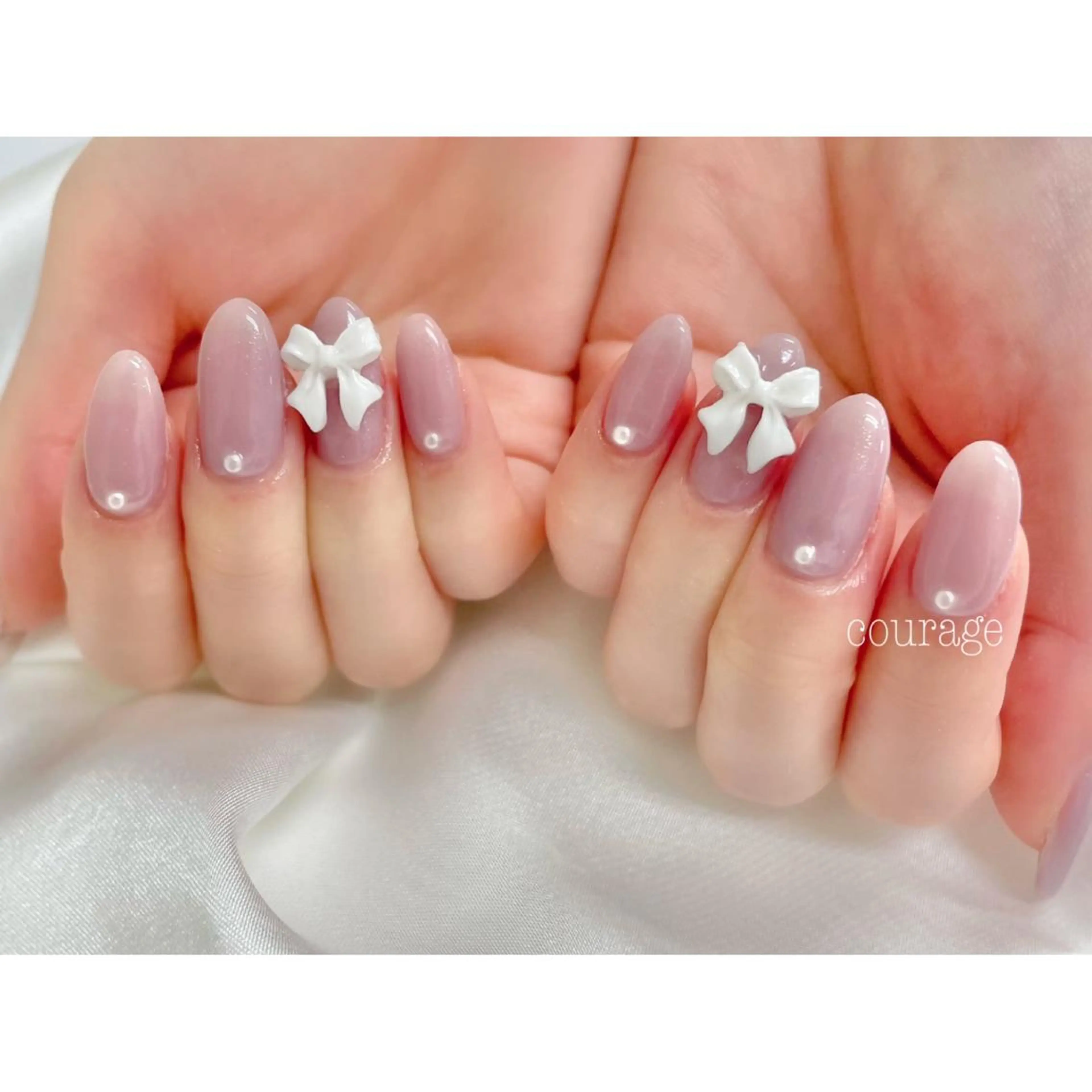ネイル リボン ハンドネイル ネイルサロンcourage所属・ネイルサロン courageのネイルデザイン