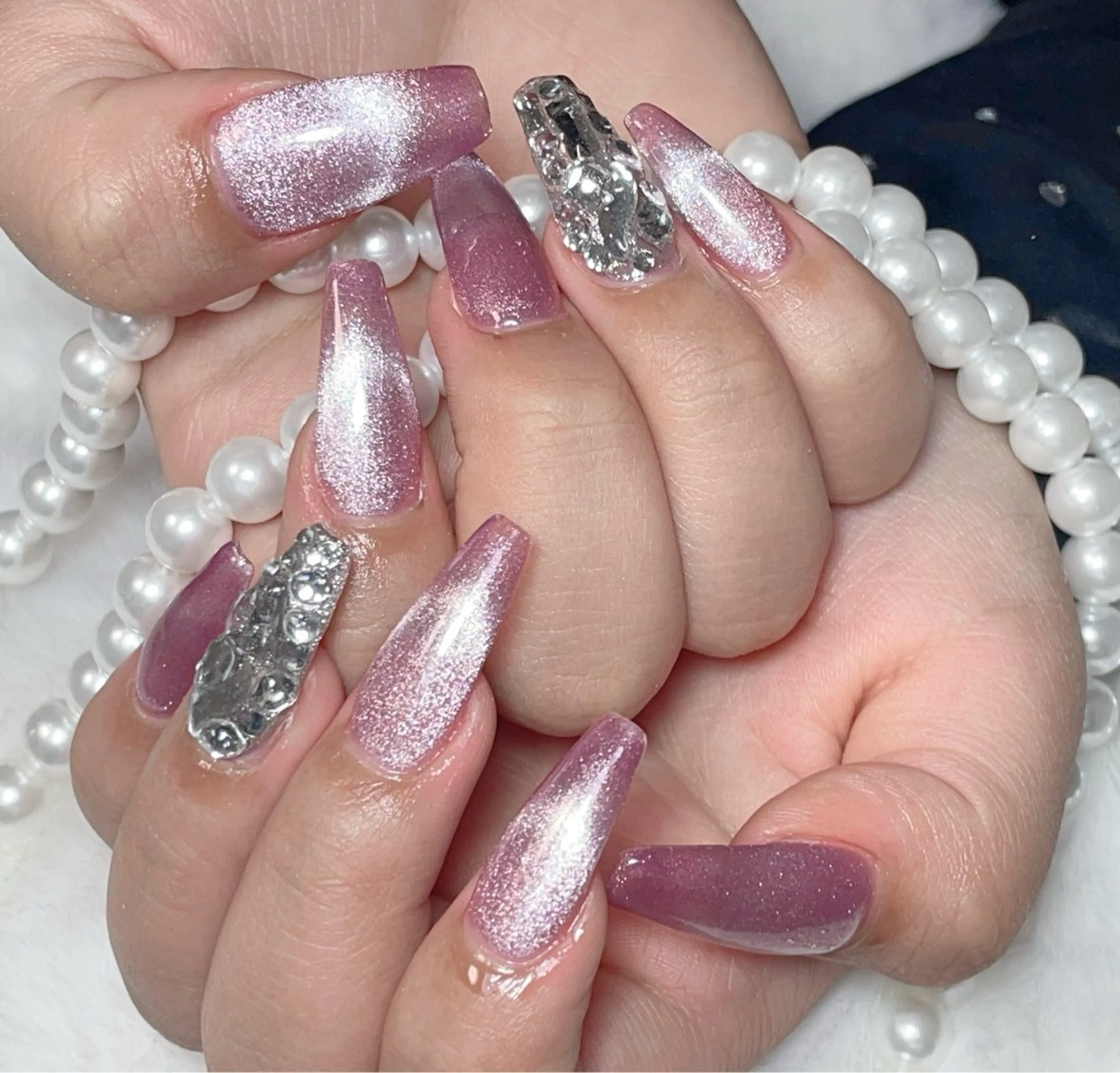 ネイル マグネットネイル 長さだし/持込/ ワンホンネイル/Umのネイルデザイン