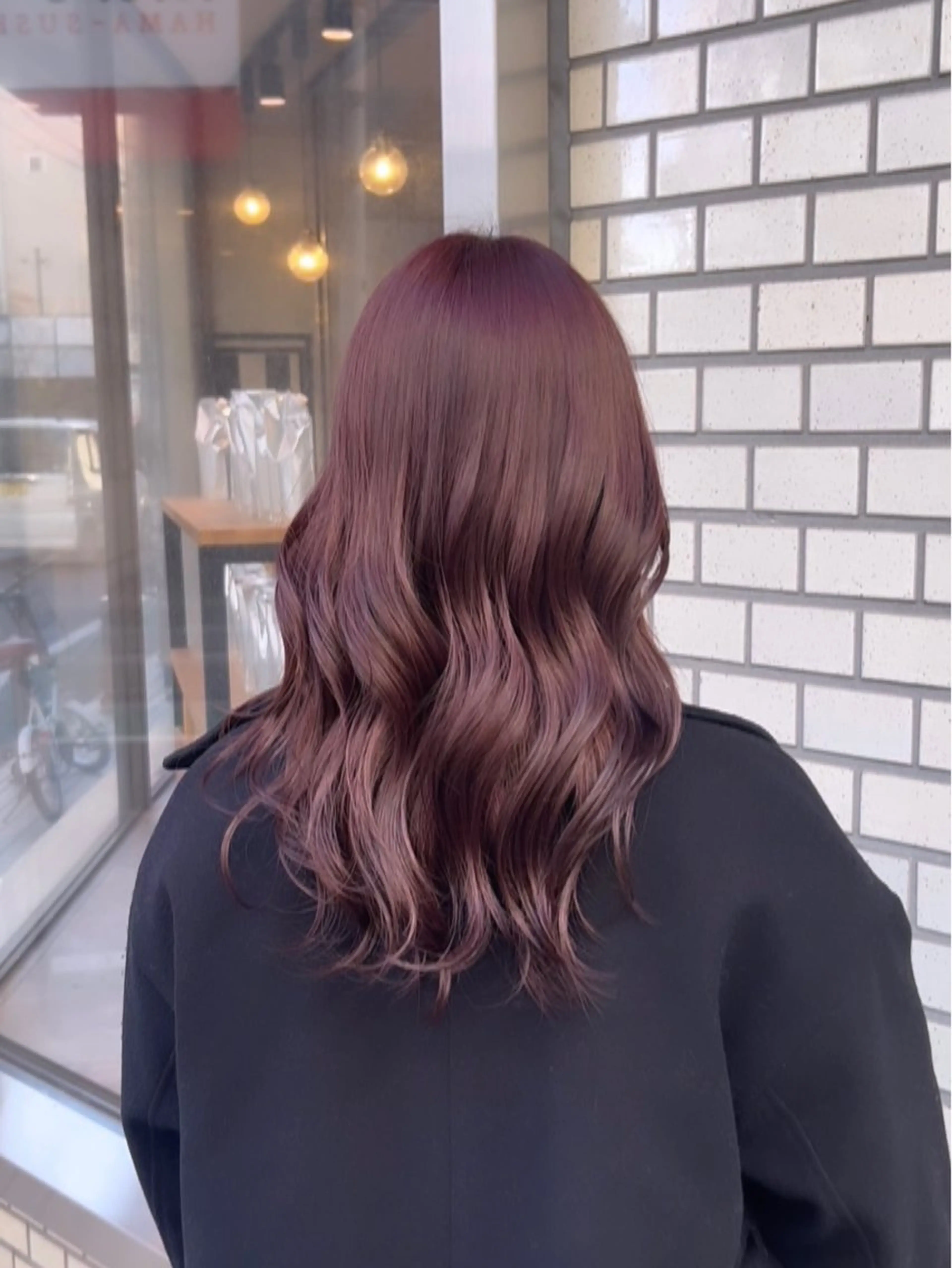 セミロング カラー ブリーチ ブラウンカラー ブリーチなしカラー ピンクカラー ピンクブラウン ヘアカラー デザインカラー 🍀HAZUKiのヘアスタイル