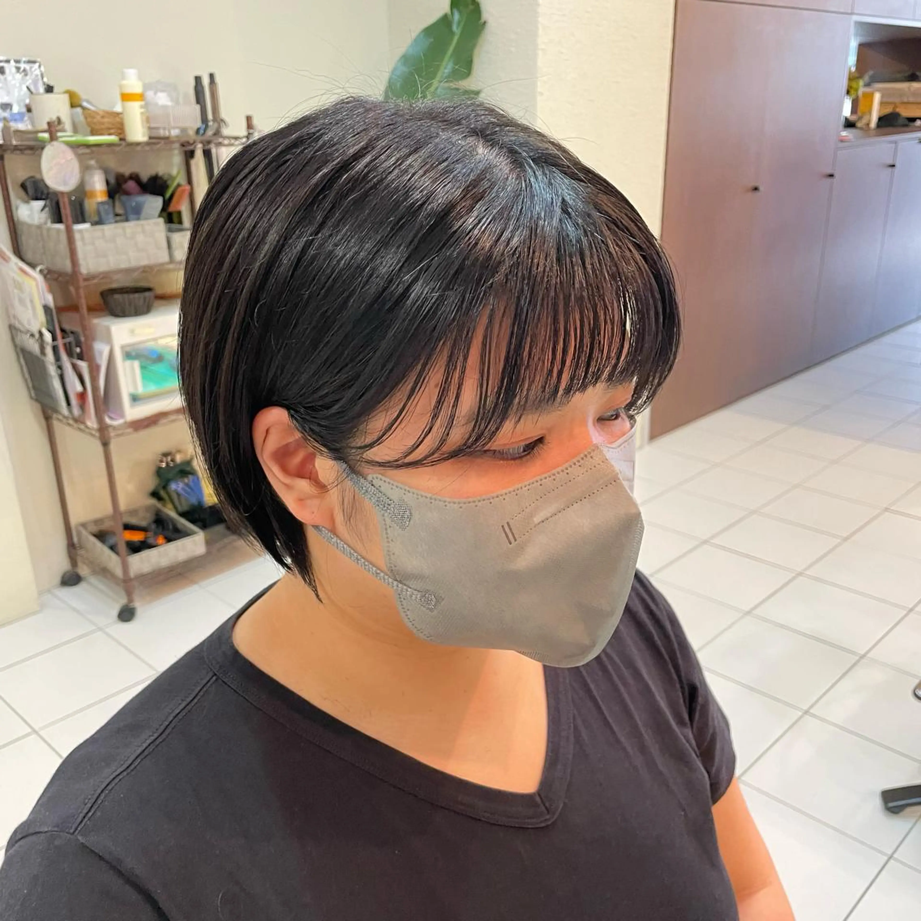 ショート カラー ショートボブ 黒髪 グレーブラック ボブ ショートヘア 透明感カラー/ 寺田千雅子のヘアスタイル