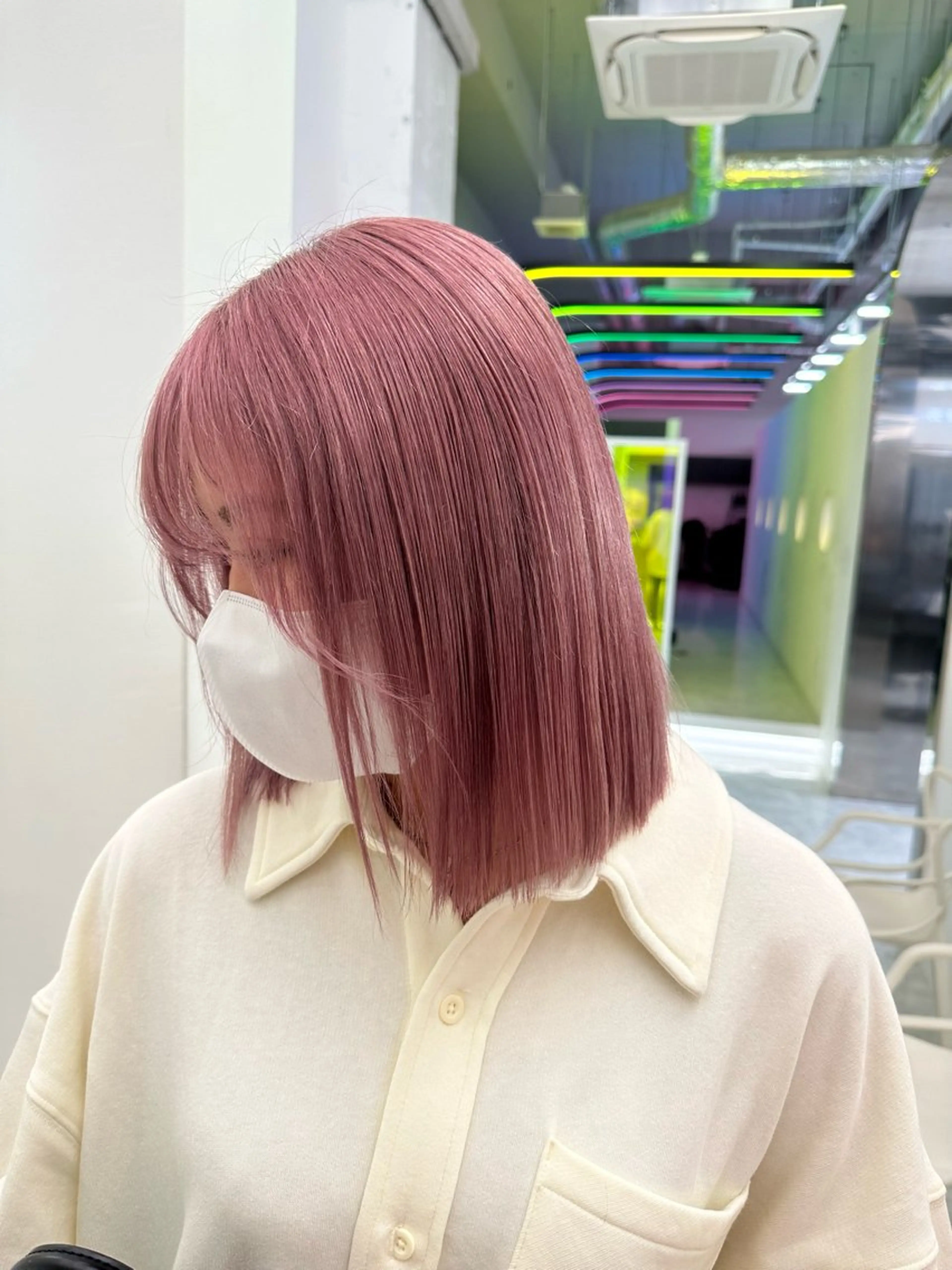 ミディアム 🤎🎀ブリーチなし ピンクラベンダー🧸のヘアスタイル