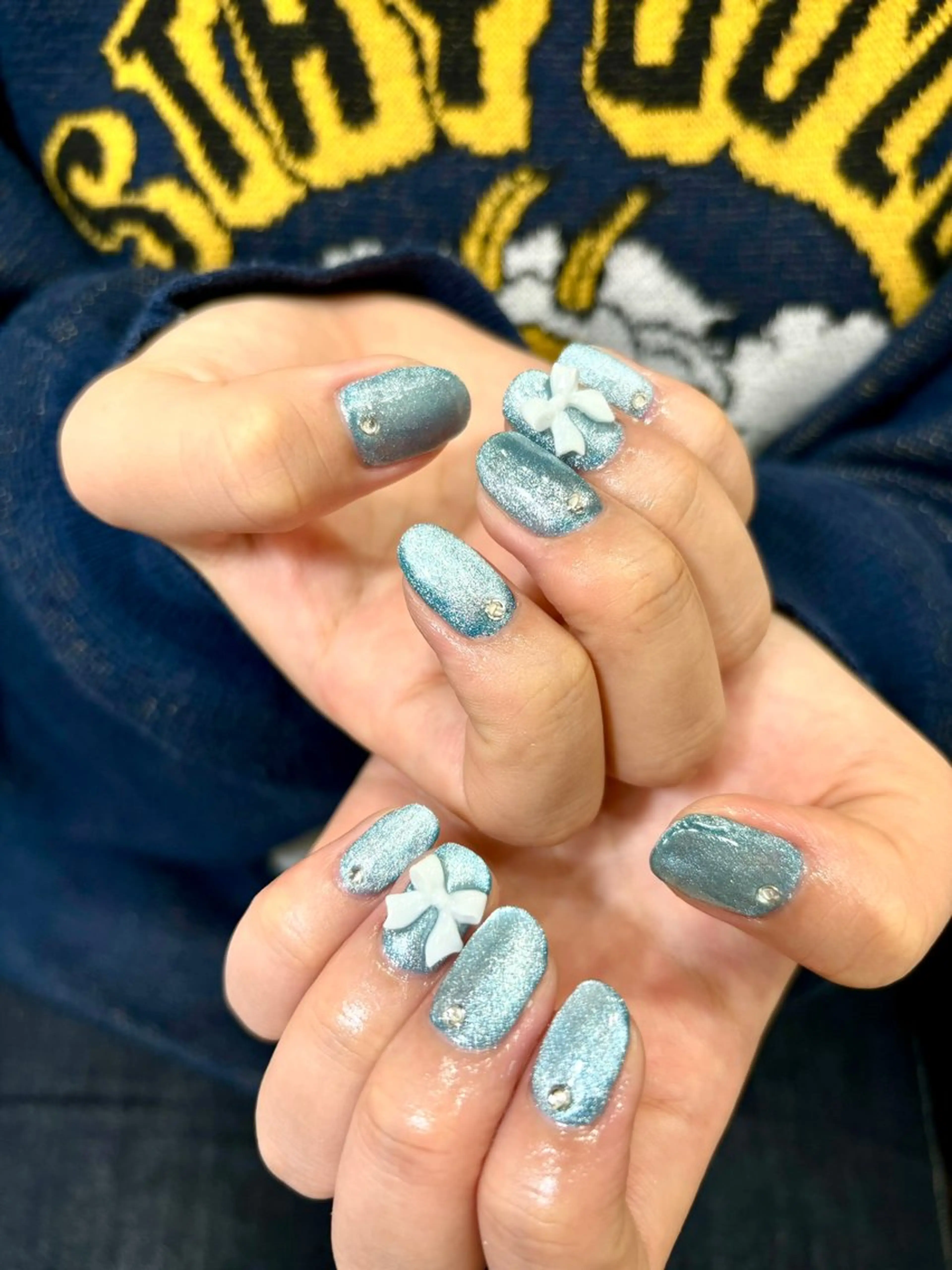 ネイル 水色 マグネットネイル ハンドネイル PINO 安田のネイルデザイン