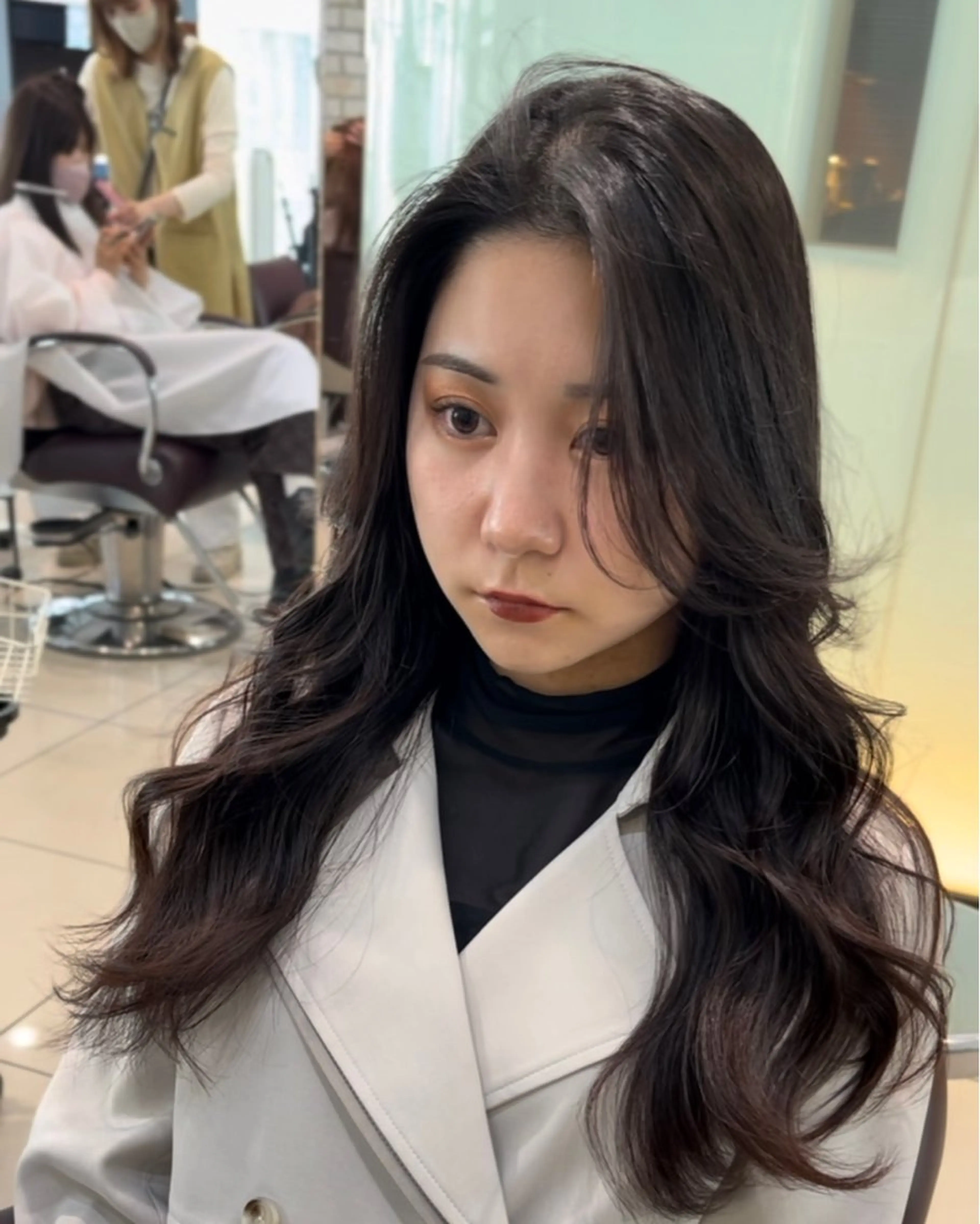 ロング 韓国風ヘア タンバルモリパーマ 礒井メンキのヘアスタイル