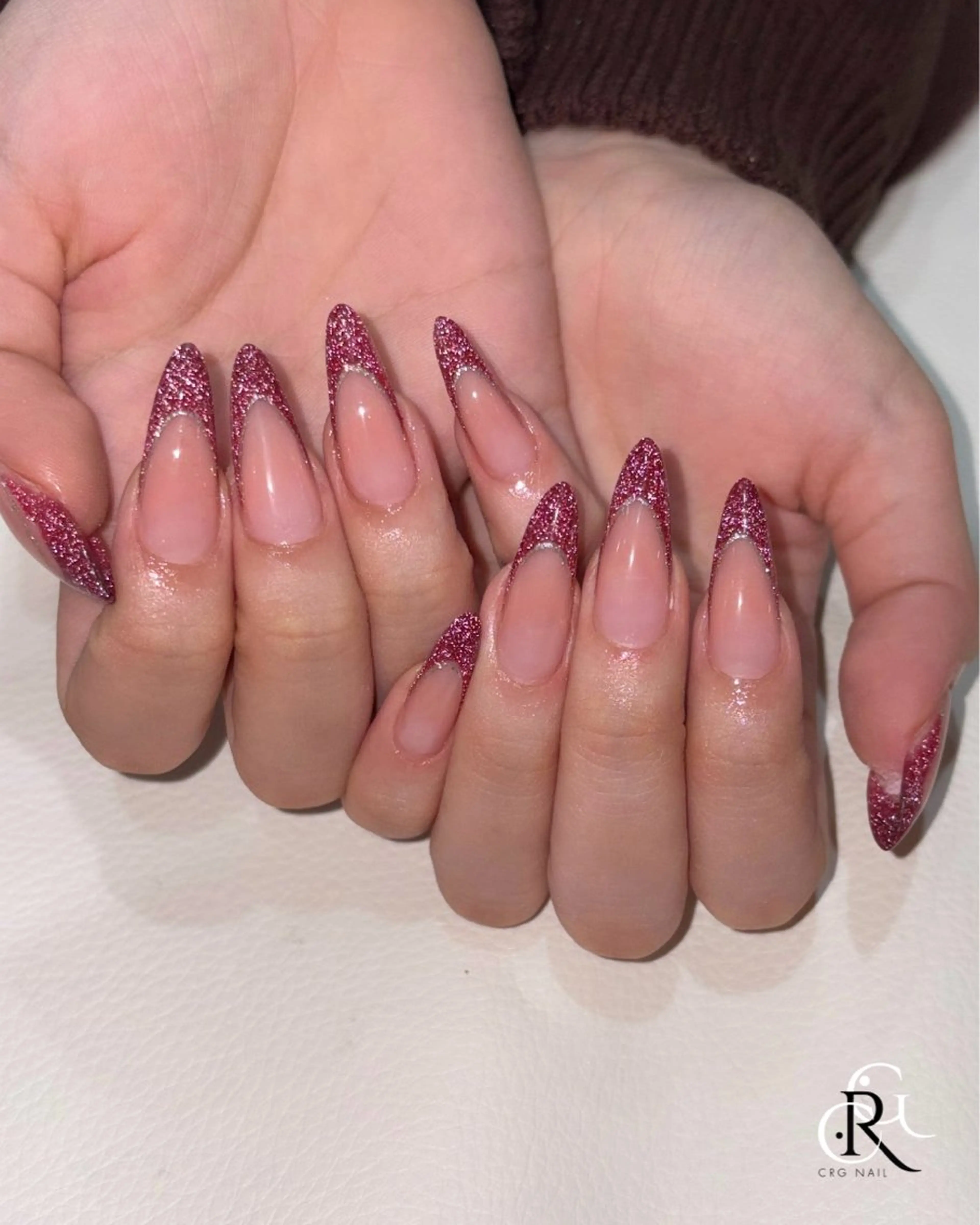 ネイル ボルドー フラッシュネイル ハンドネイル CRGNAIL TOKOのネイルデザイン
