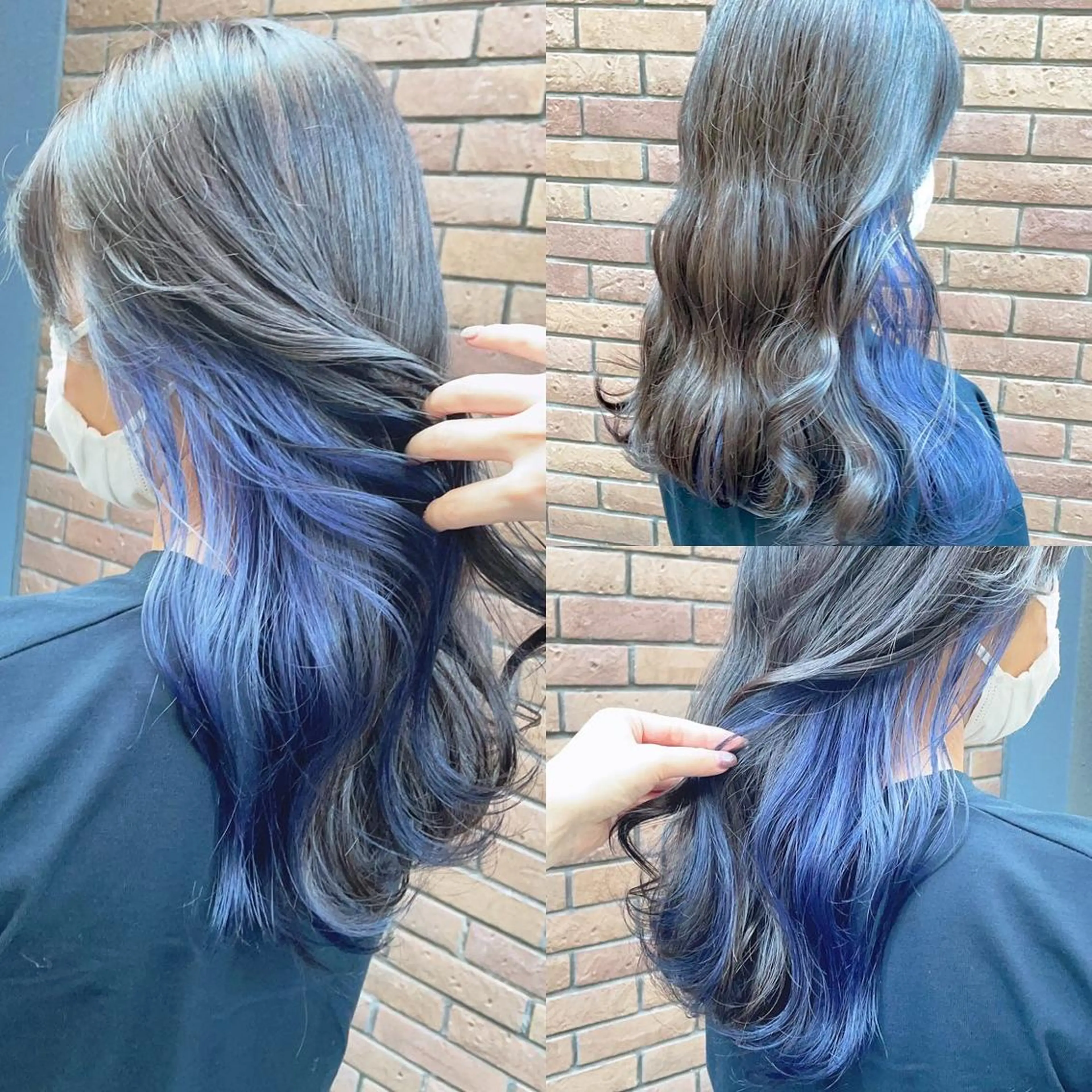 ロング カラー ブリーチ ブルーカラー ネイビーカラー ヘアカラー トリートメント 渋谷:インナーカラー ／🍒エリカ🍒のヘアスタイル