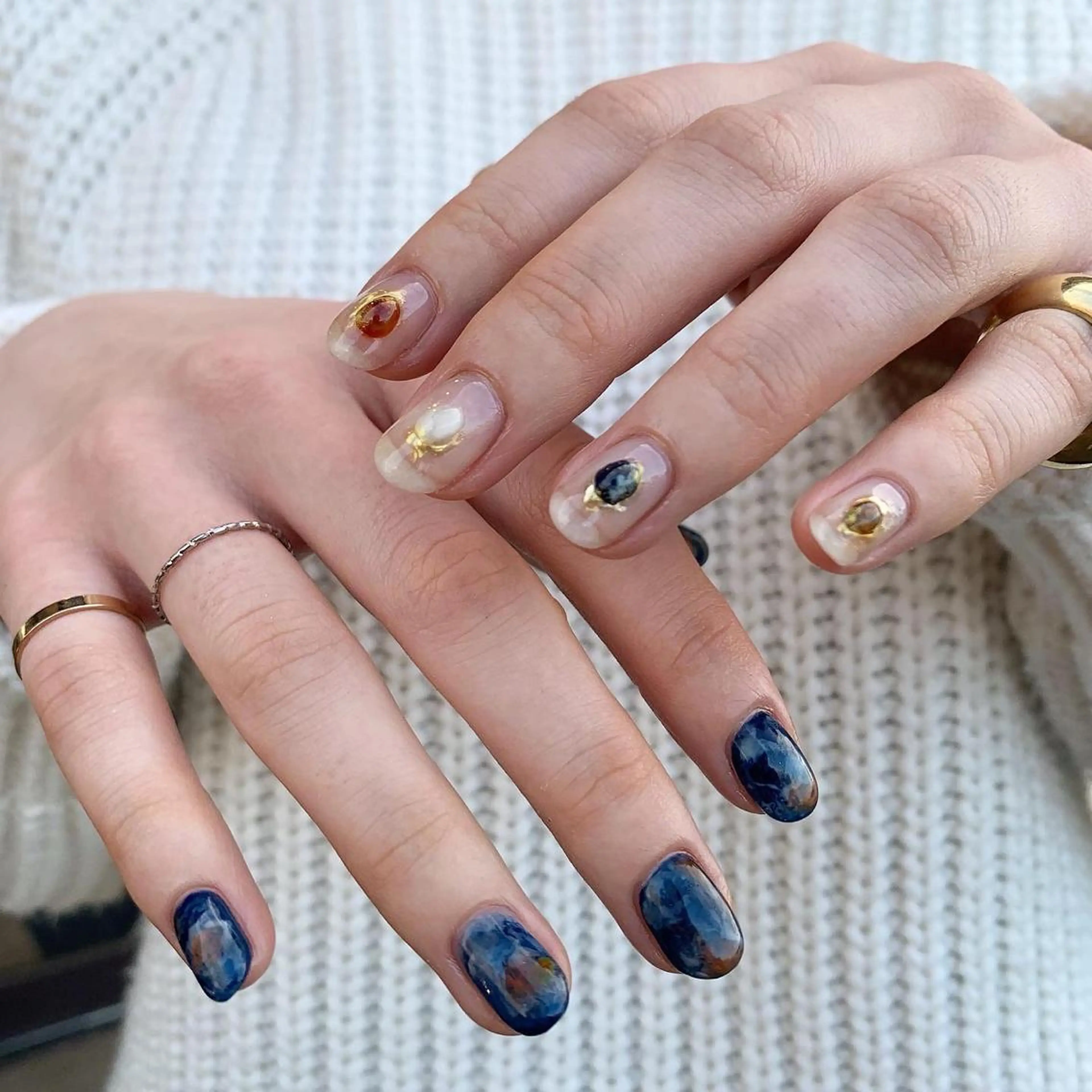 ネイル ジェルネイル 大理石ネイル(マーブル) ぷっくりネイル private nailsalon Fofo所属・Fofo フォフォのネイルデザイン