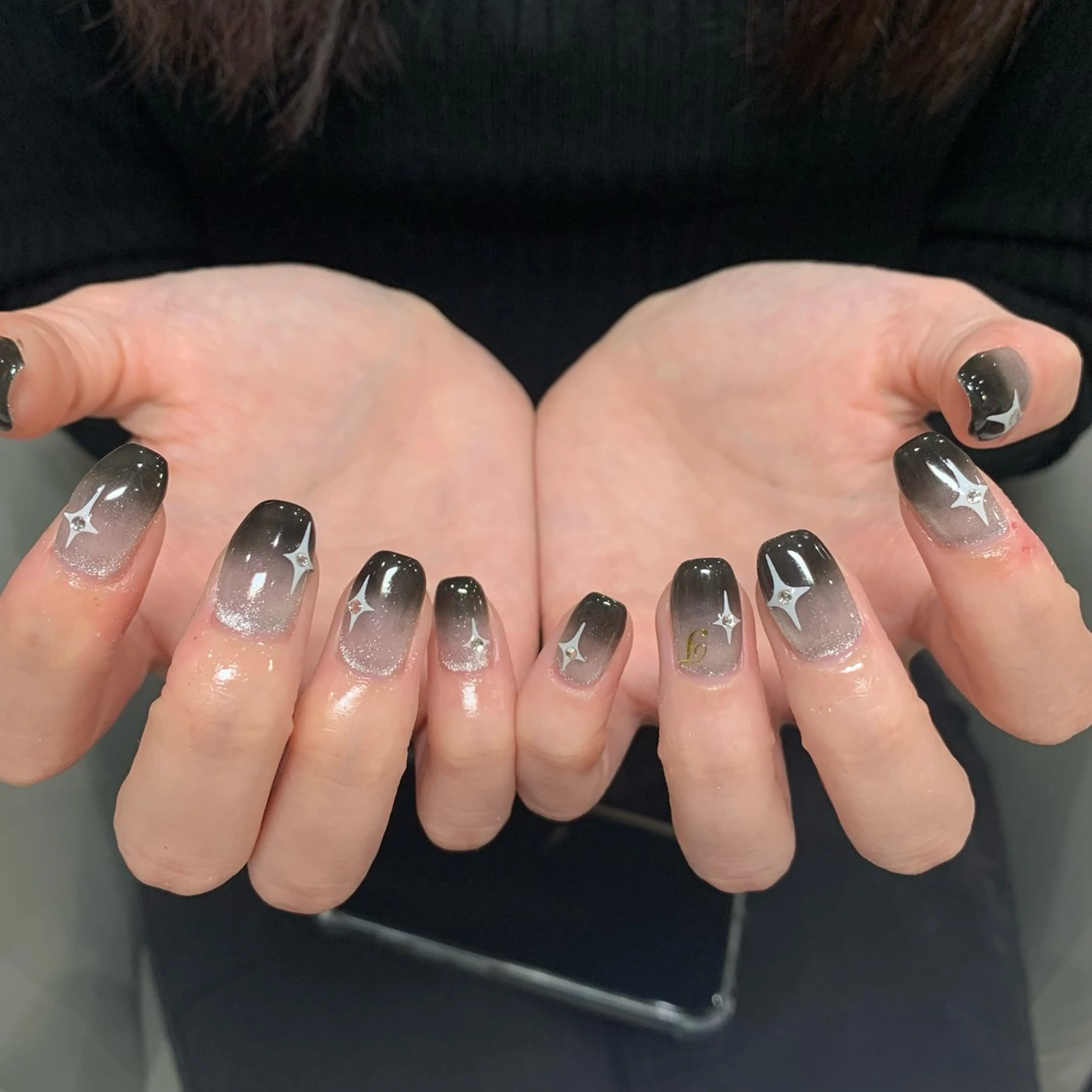 ネイル グラデーション マグネットネイル ELAN) Hasegawaのネイルデザイン