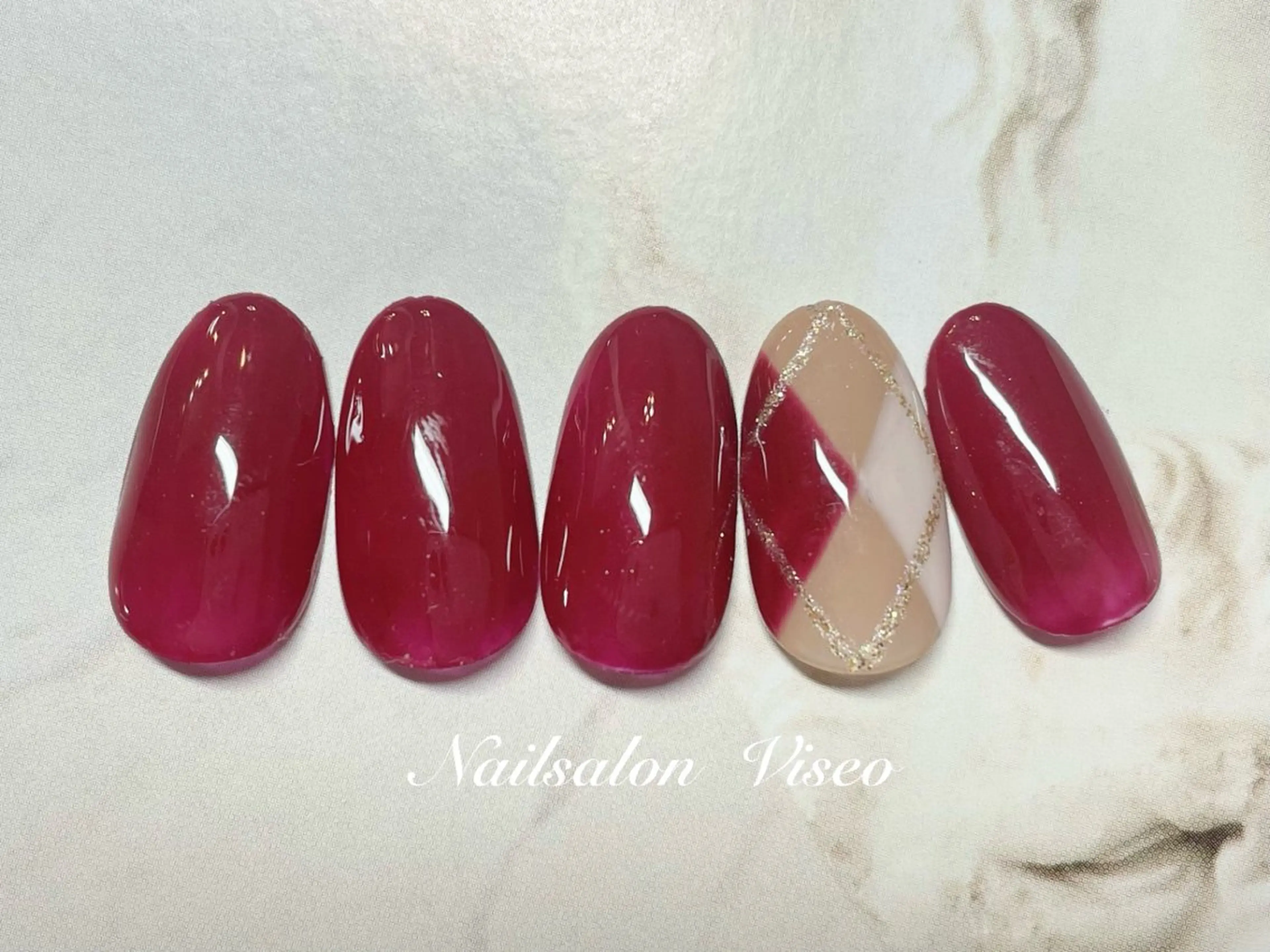 🍁(オフ込み)アーガイルネイル/6週間長持ちの写真