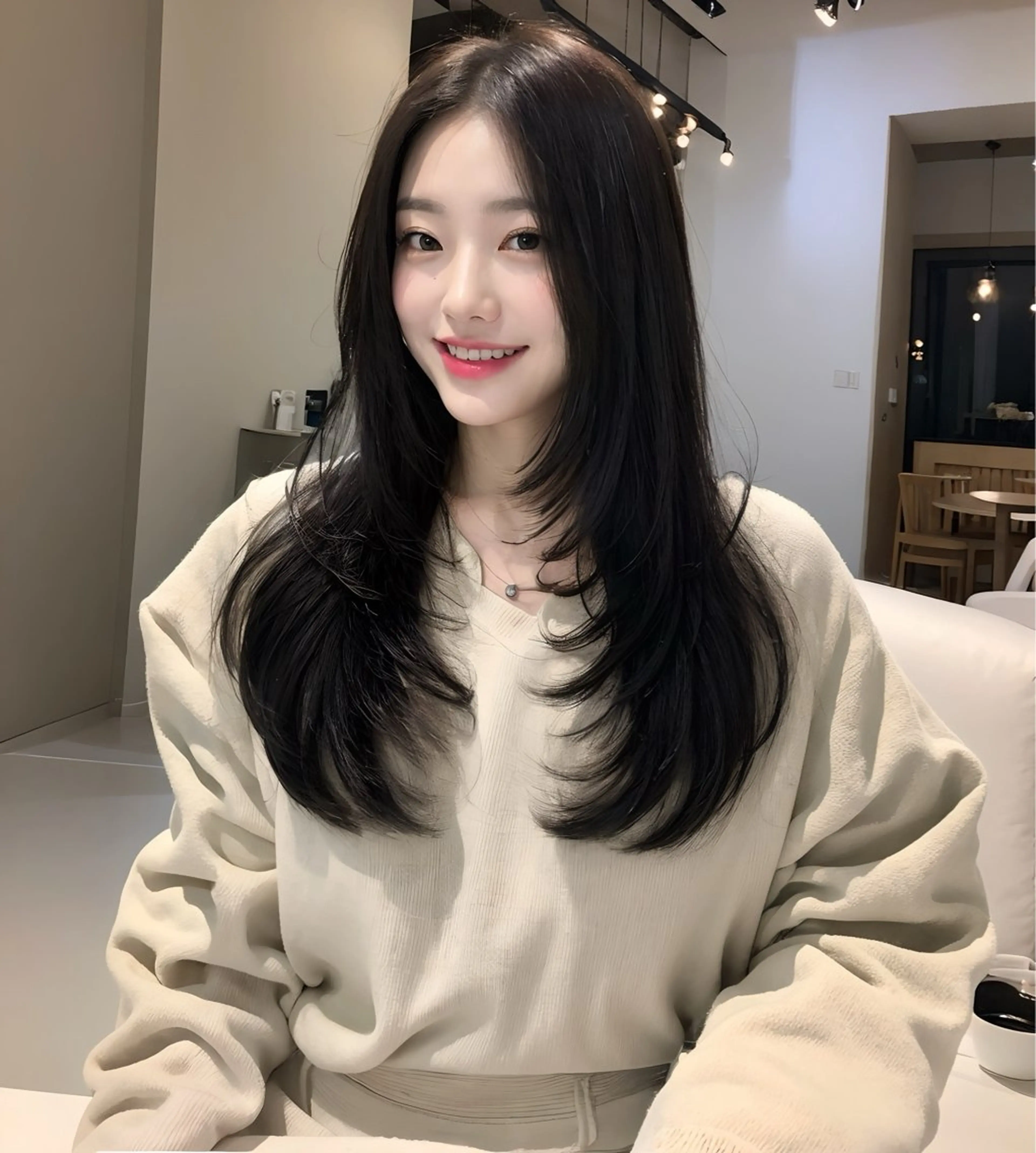 ロング 顔周りカット レイヤーカット カットモデル募集 ミネのヘアスタイル