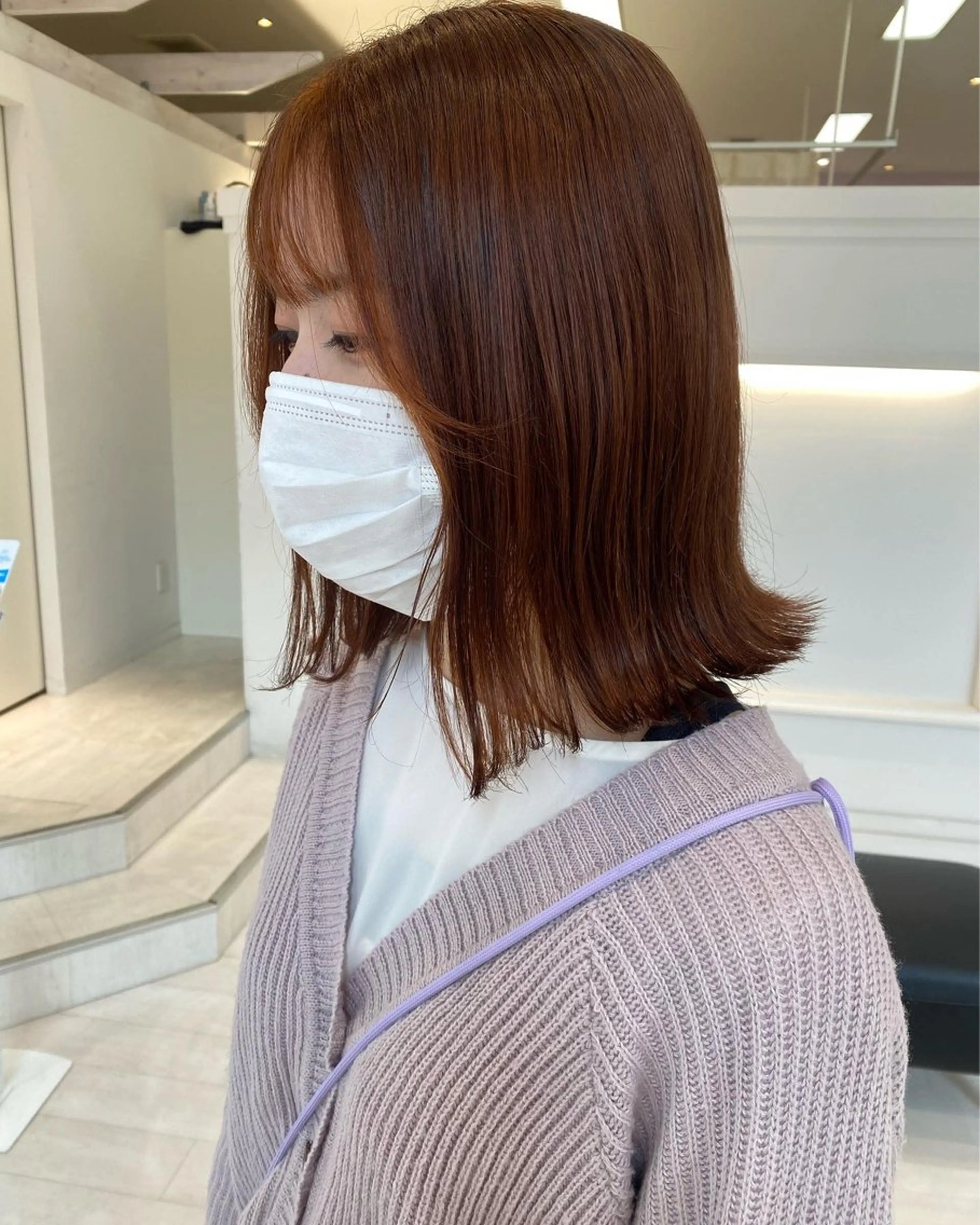 セミロング カラー ブラウンカラー オレンジ オレンジブラウン 今井 愛歩のマツエク・マツパデザイン