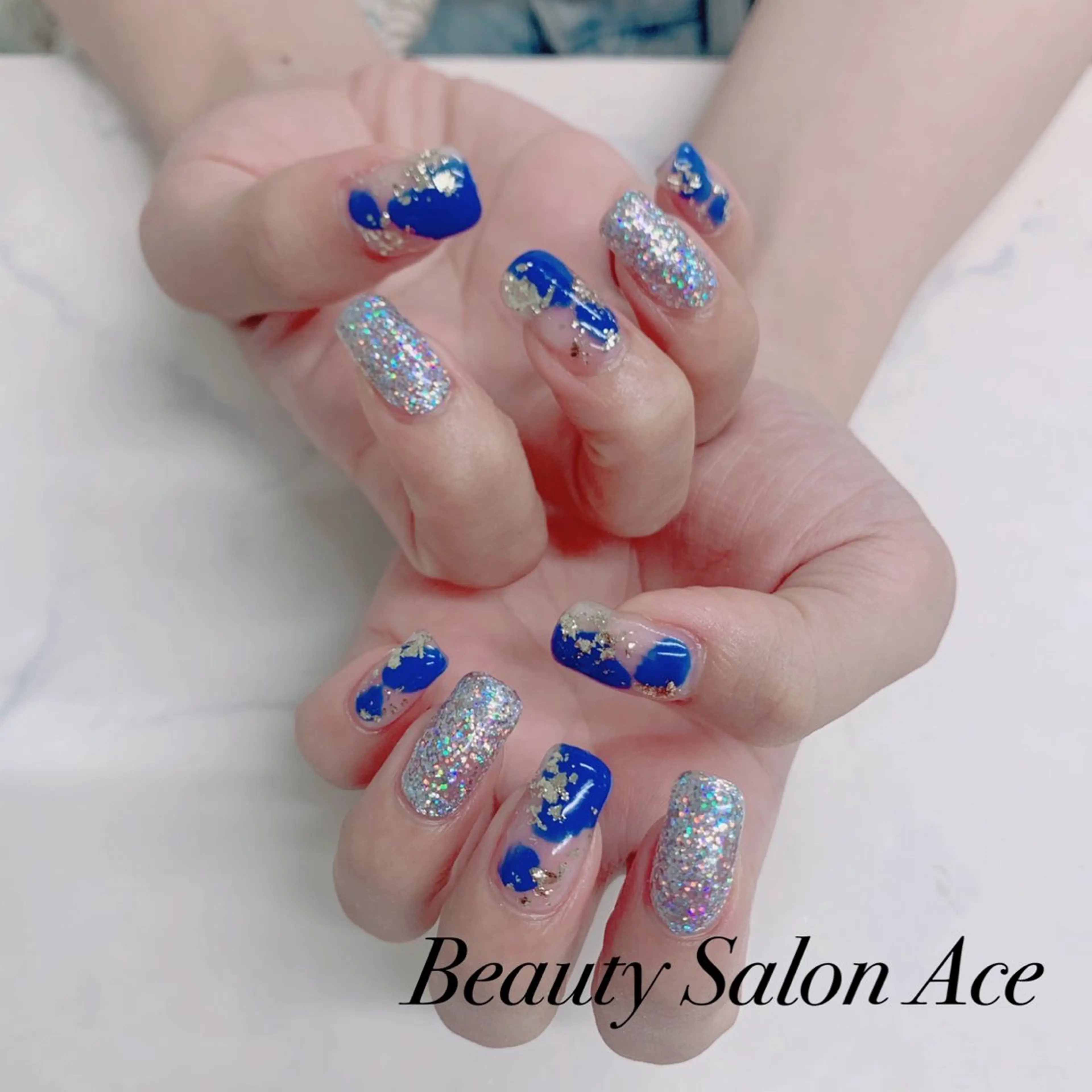 ネイル ラメ(グリッター) メンズネイル 夏ネイル ハンドネイル ハンドケア Beauty Salon Ace（ネイルサロン　エース）所属・池袋フィルイン Ace♡長さだしのネイルデザイン