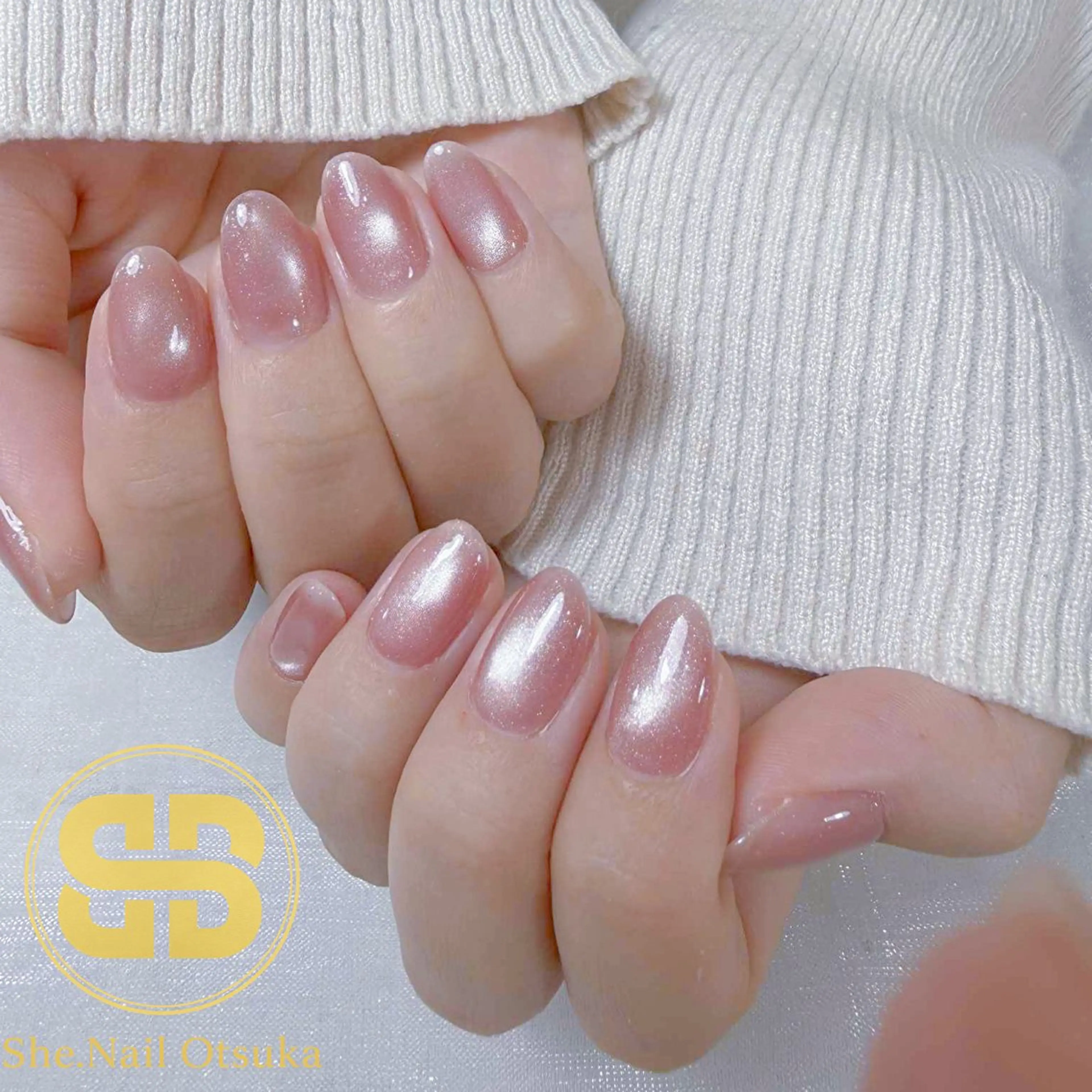 ネイル チークネイル 韓国ネイル マグネットネイル オフィスネイル リボン SHE. Nail Otsukaのネイルデザイン