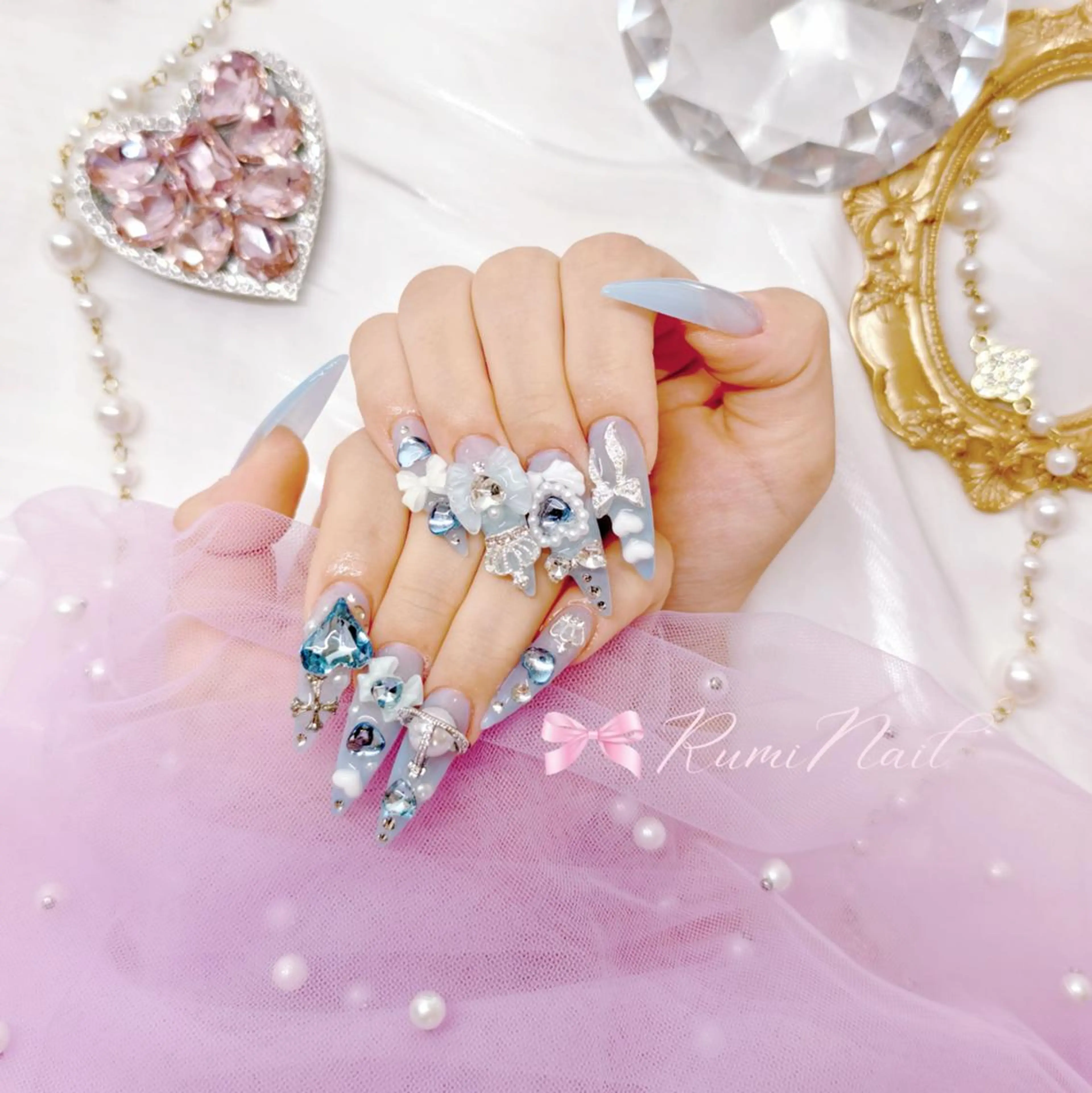 💎新規限定💎≪チップ長さだし☆≫🎀パーツ付け放題10本(アートなし) ¥12500 💎≪オフ別+1000≫の写真