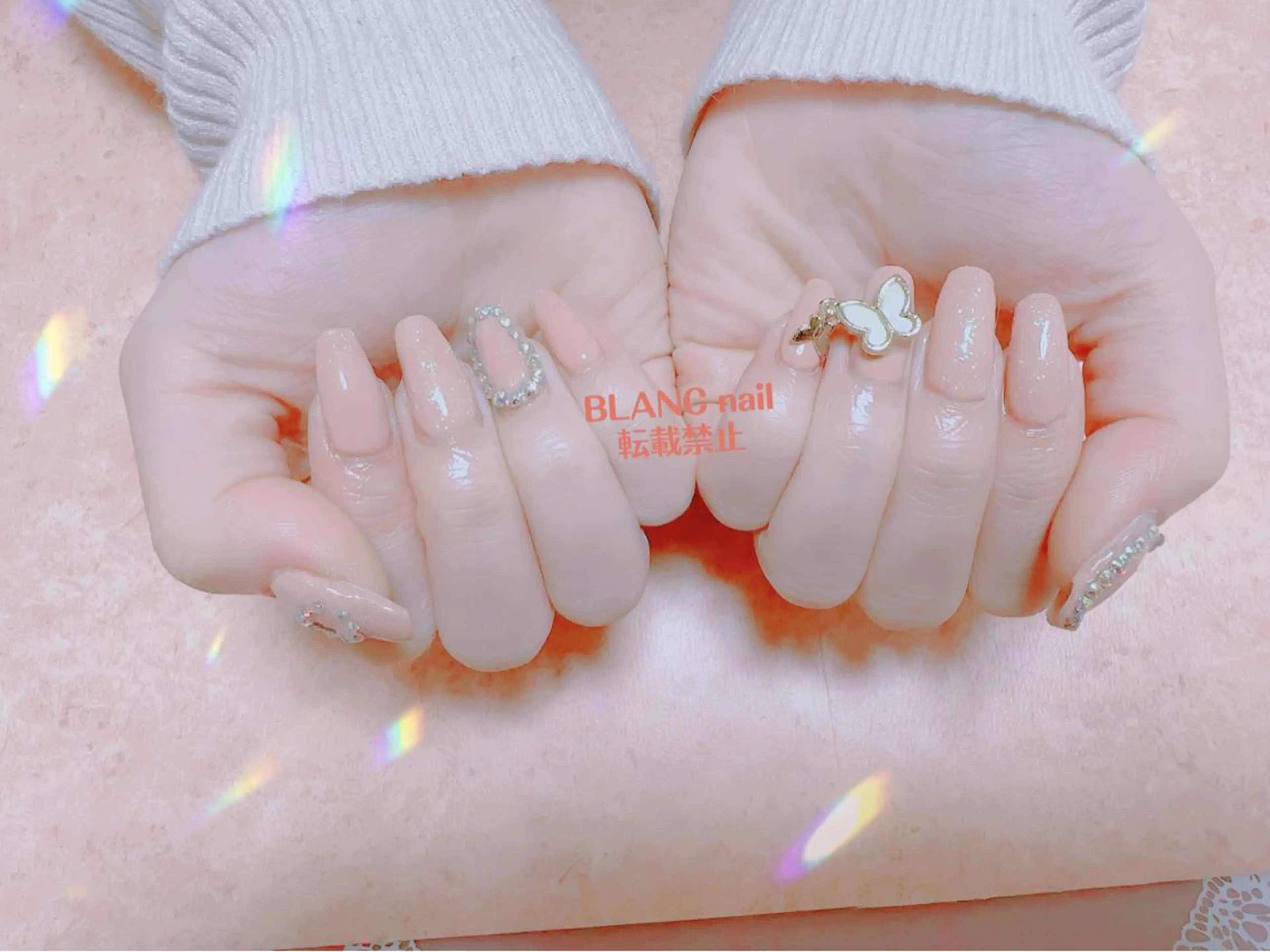 セミロング ネイル 持ち込み ハンドネイル BLANC （ブラン）のネイルデザイン