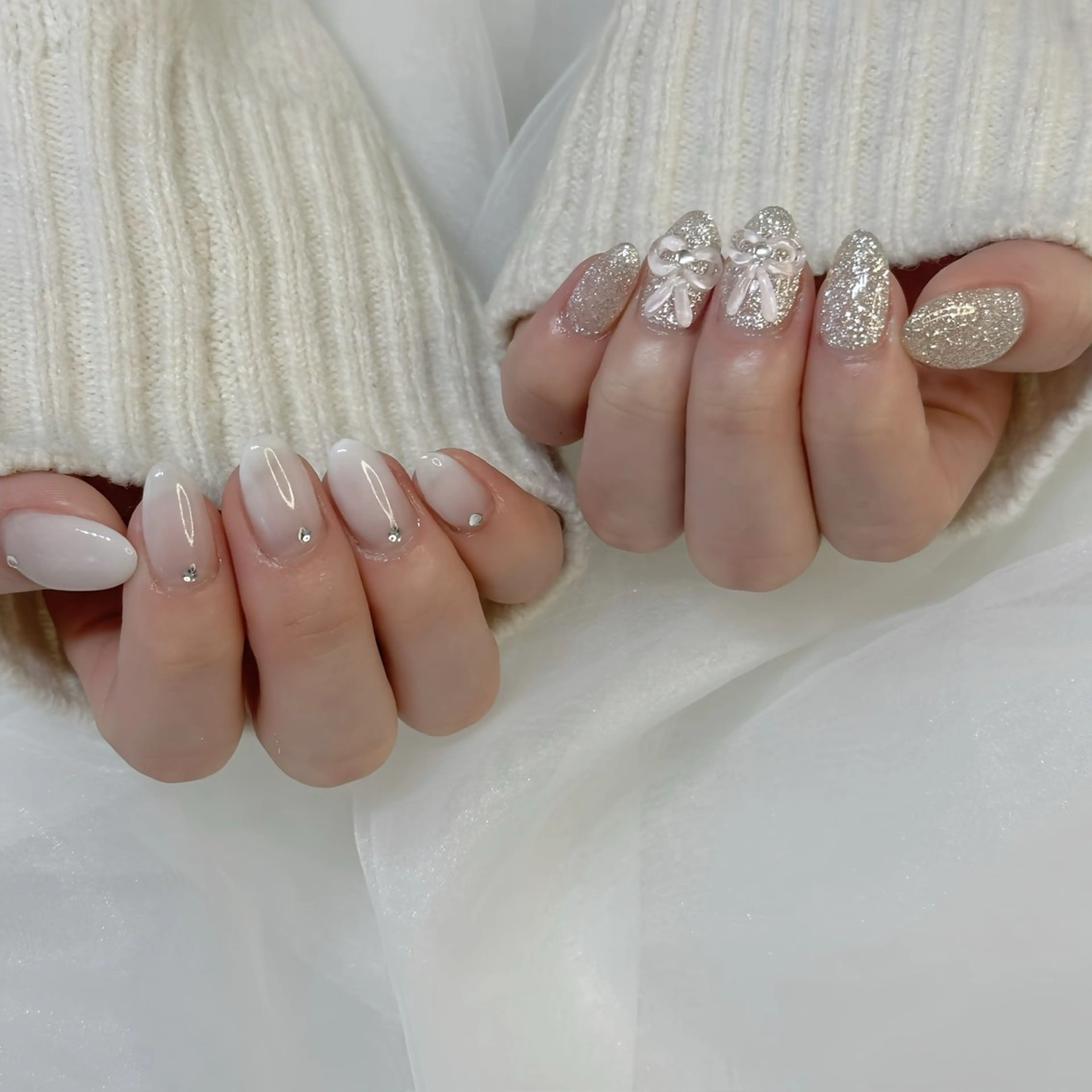 ネイル ストーンネイル ハンドネイル 🩵ニヨ ネイル ☁️のネイルデザイン